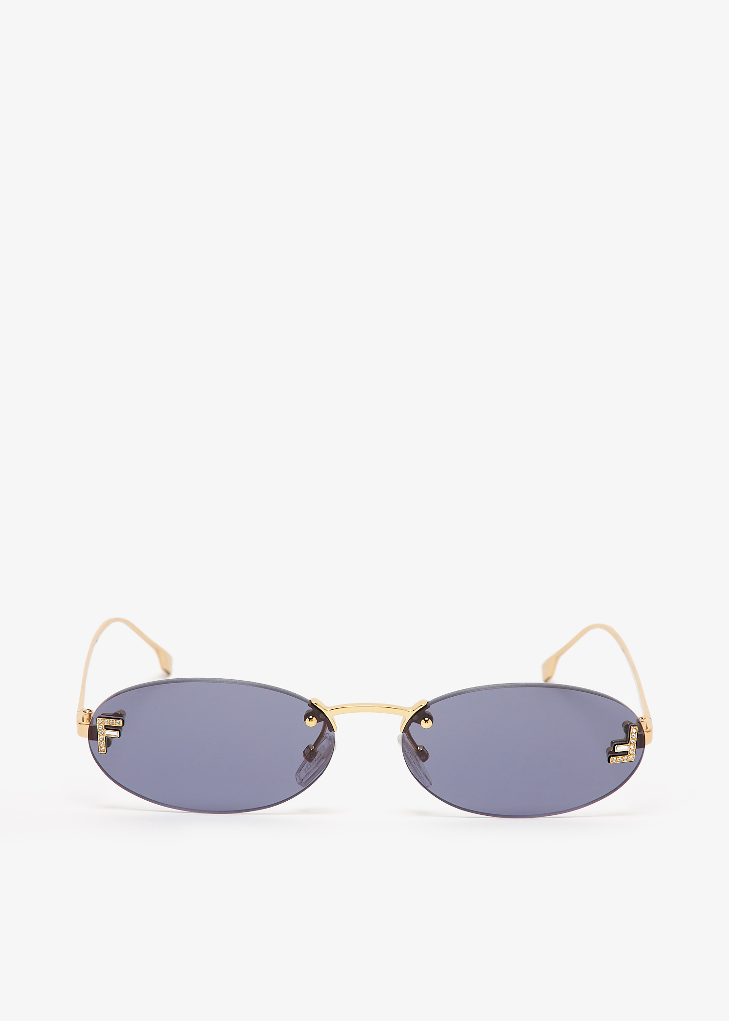 

Fendi First Crystal oval sunglasses, Gold