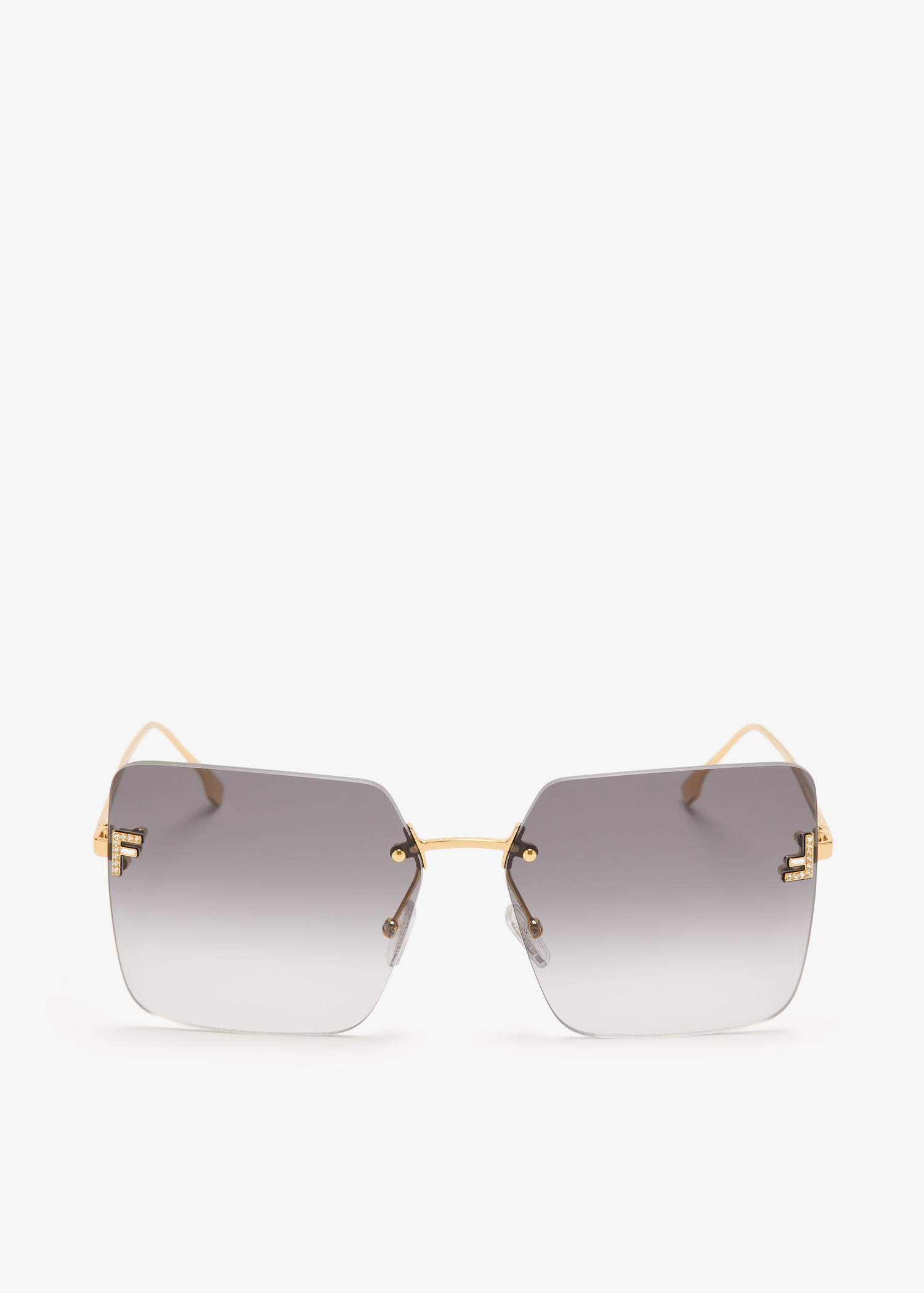 

Fendi First Crystal square sunglasses, Gold