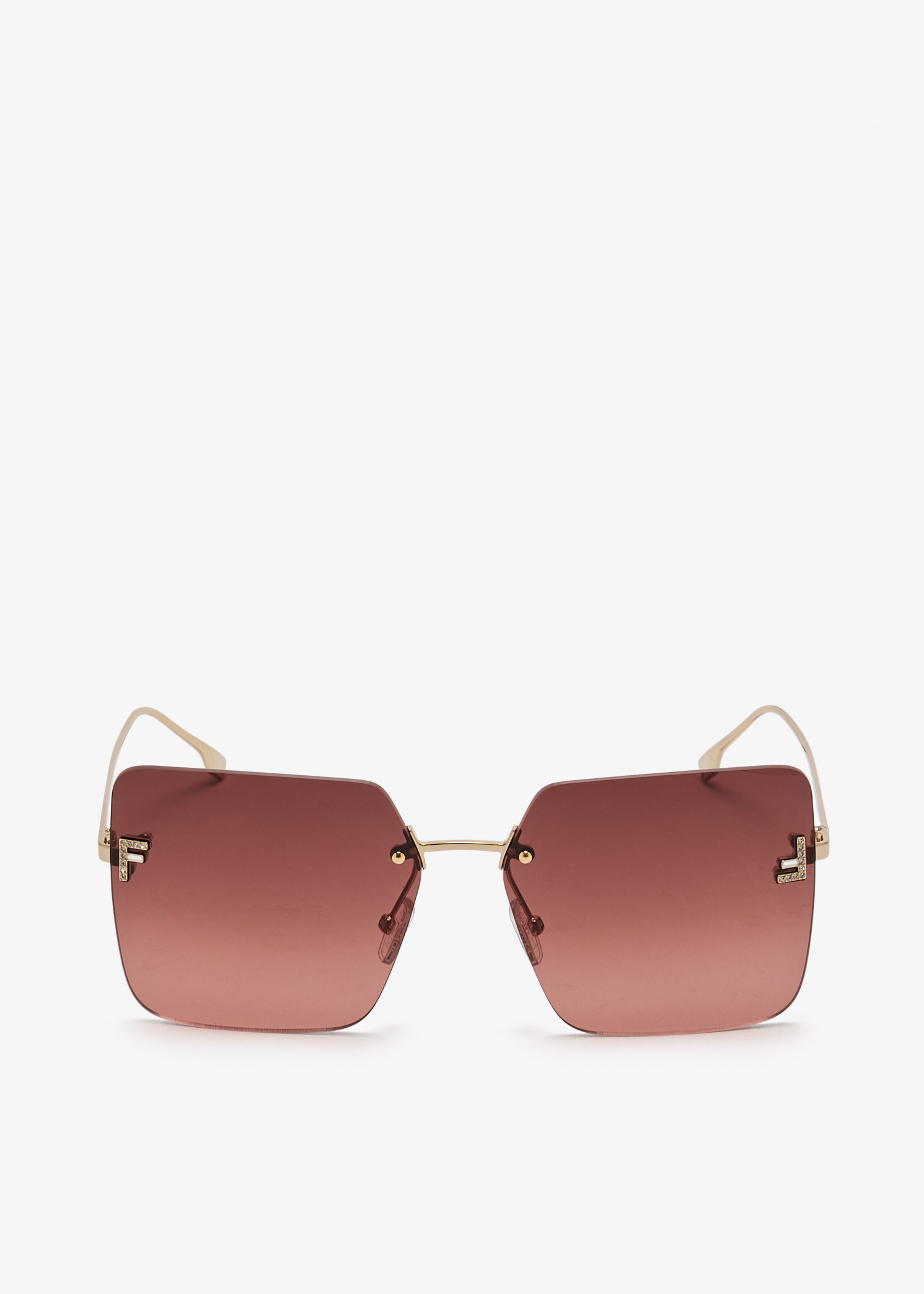 

Fendi First Crystal square sunglasses, Gold