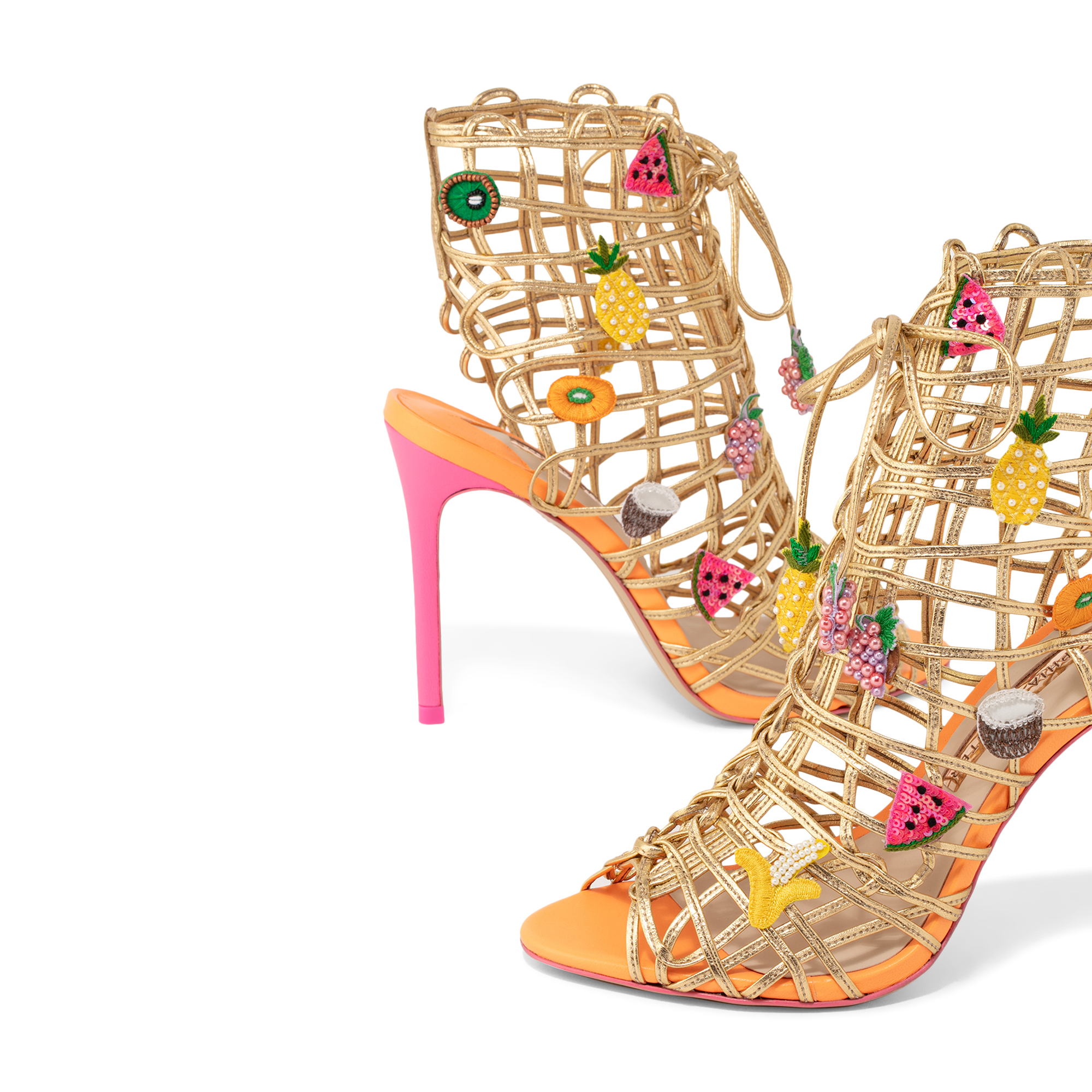 

Delphine fruit sandals, Gold