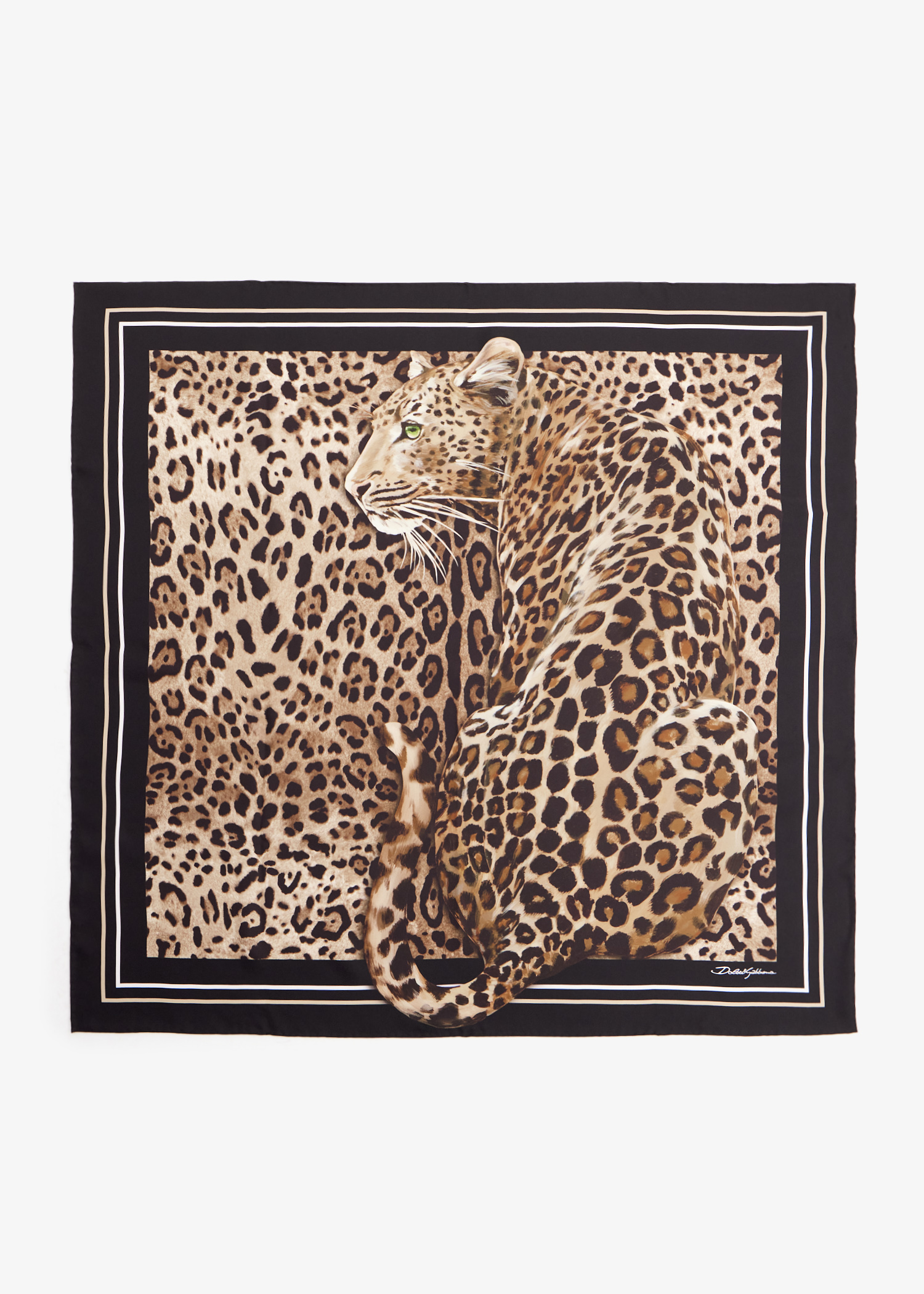 

Leopard-print silk twill foulard, Printed
