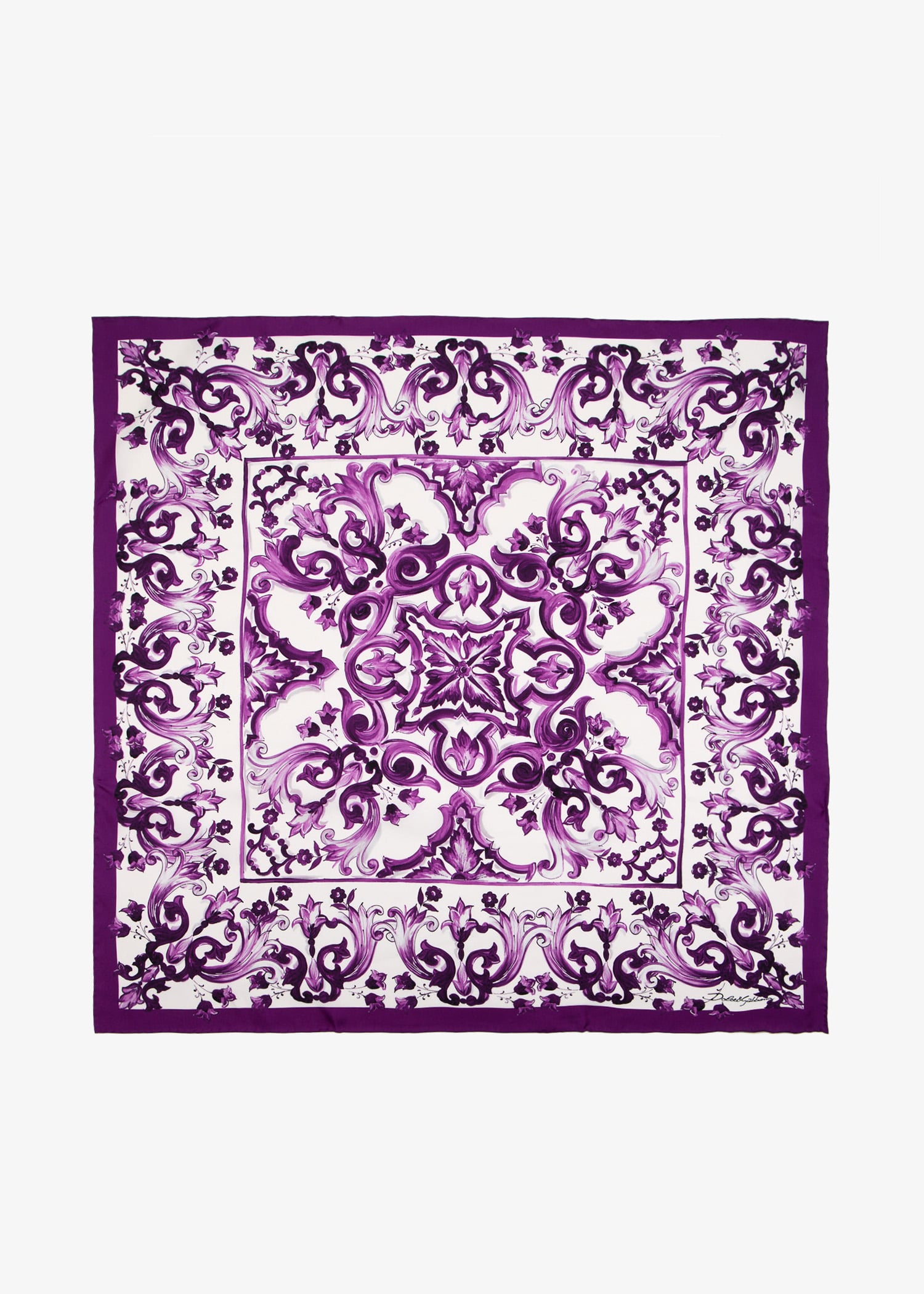 

Maiolica-print silk twill foulard, Printed