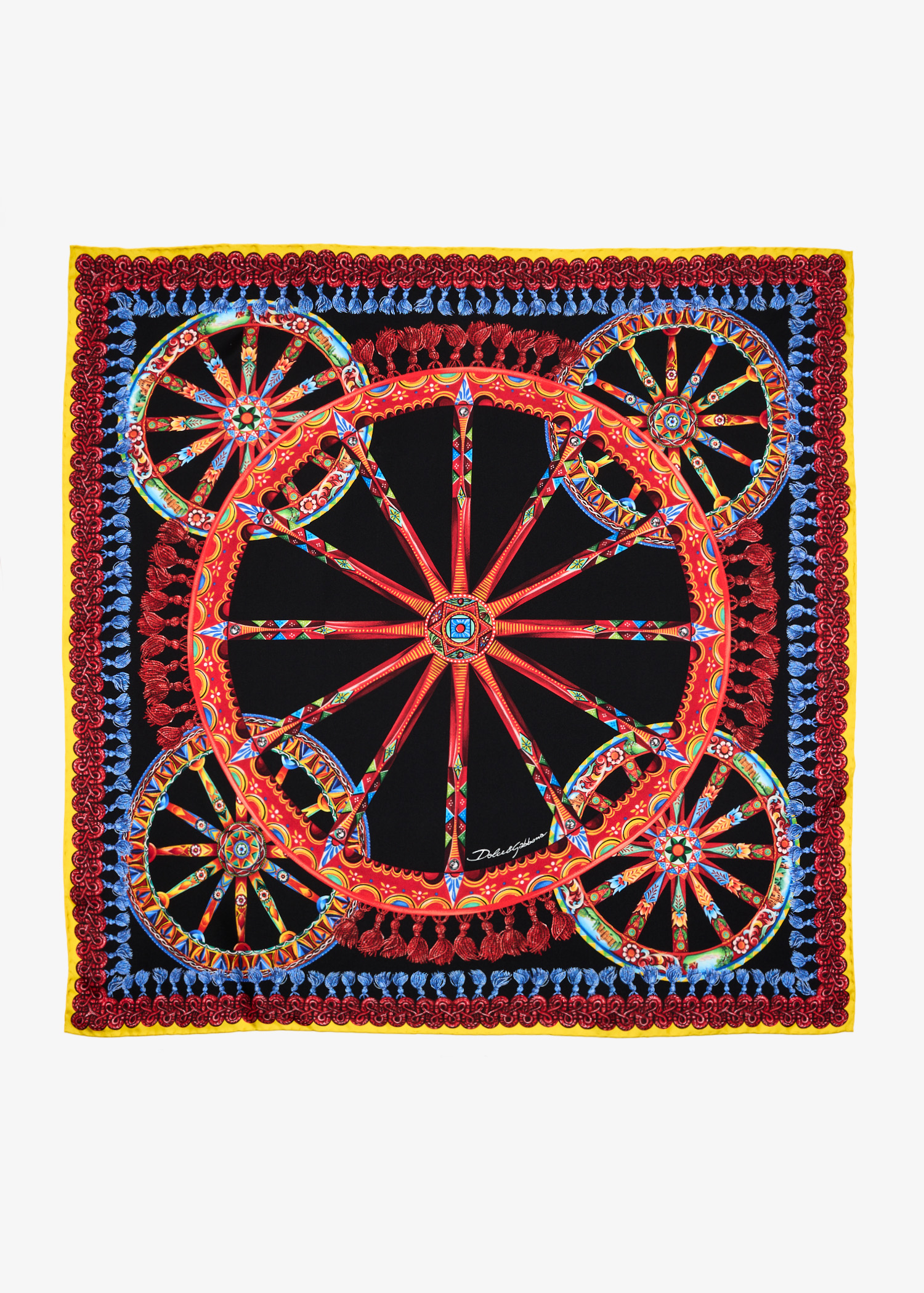 

Carretto-print Silk twill scarf, Multicolored
