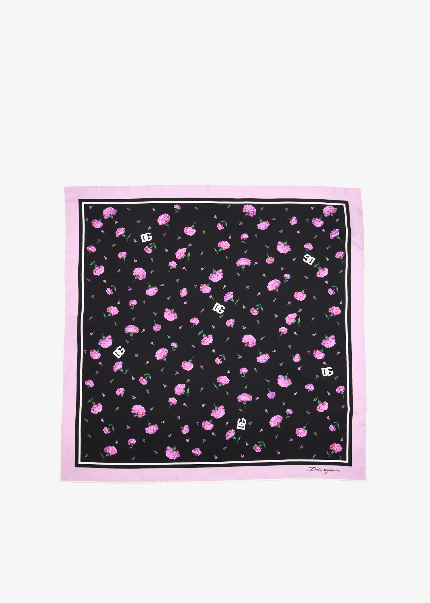 

Carnations-print silk twill scarf, Printed