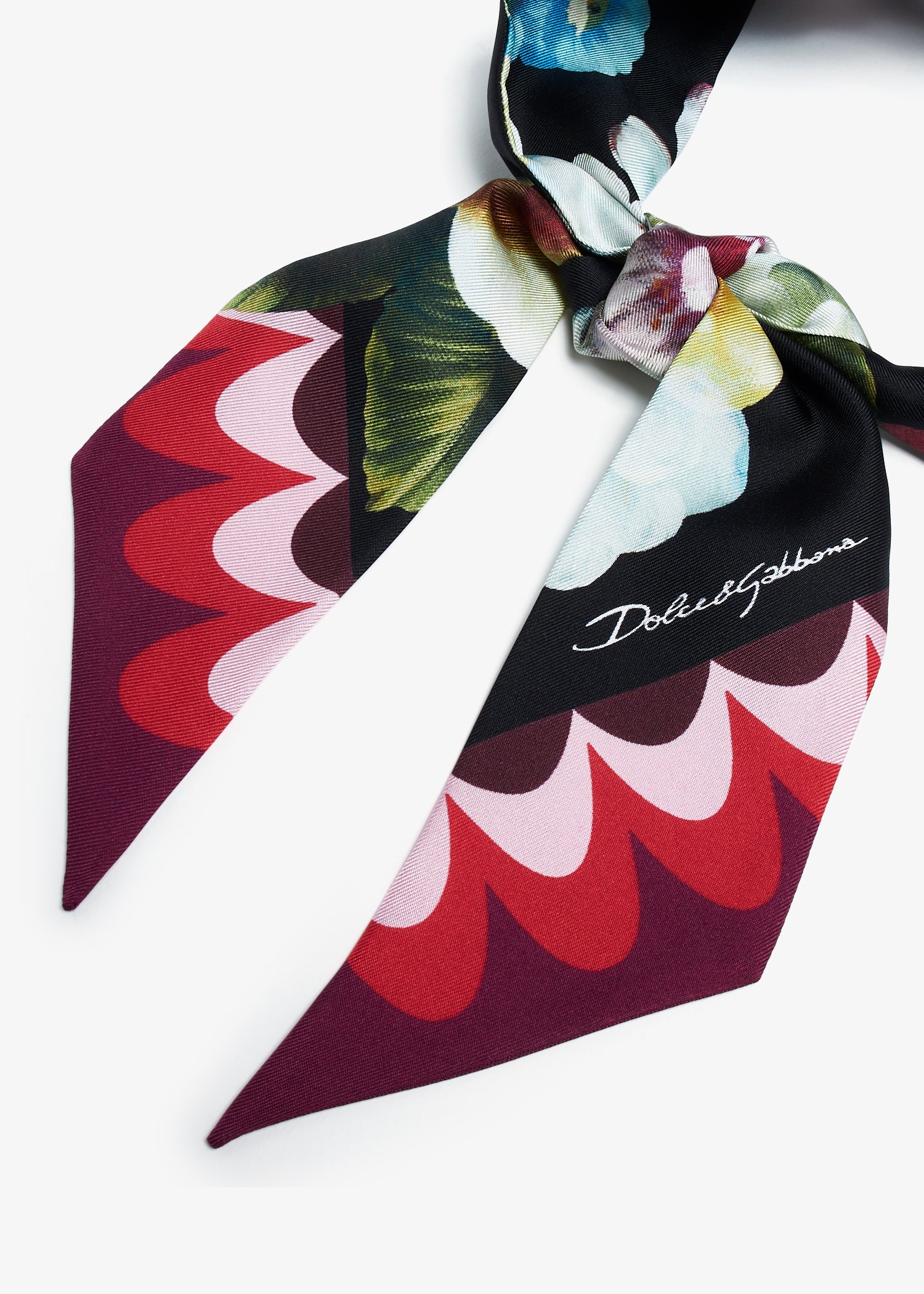 

Floral-print twill headscarf, Prints