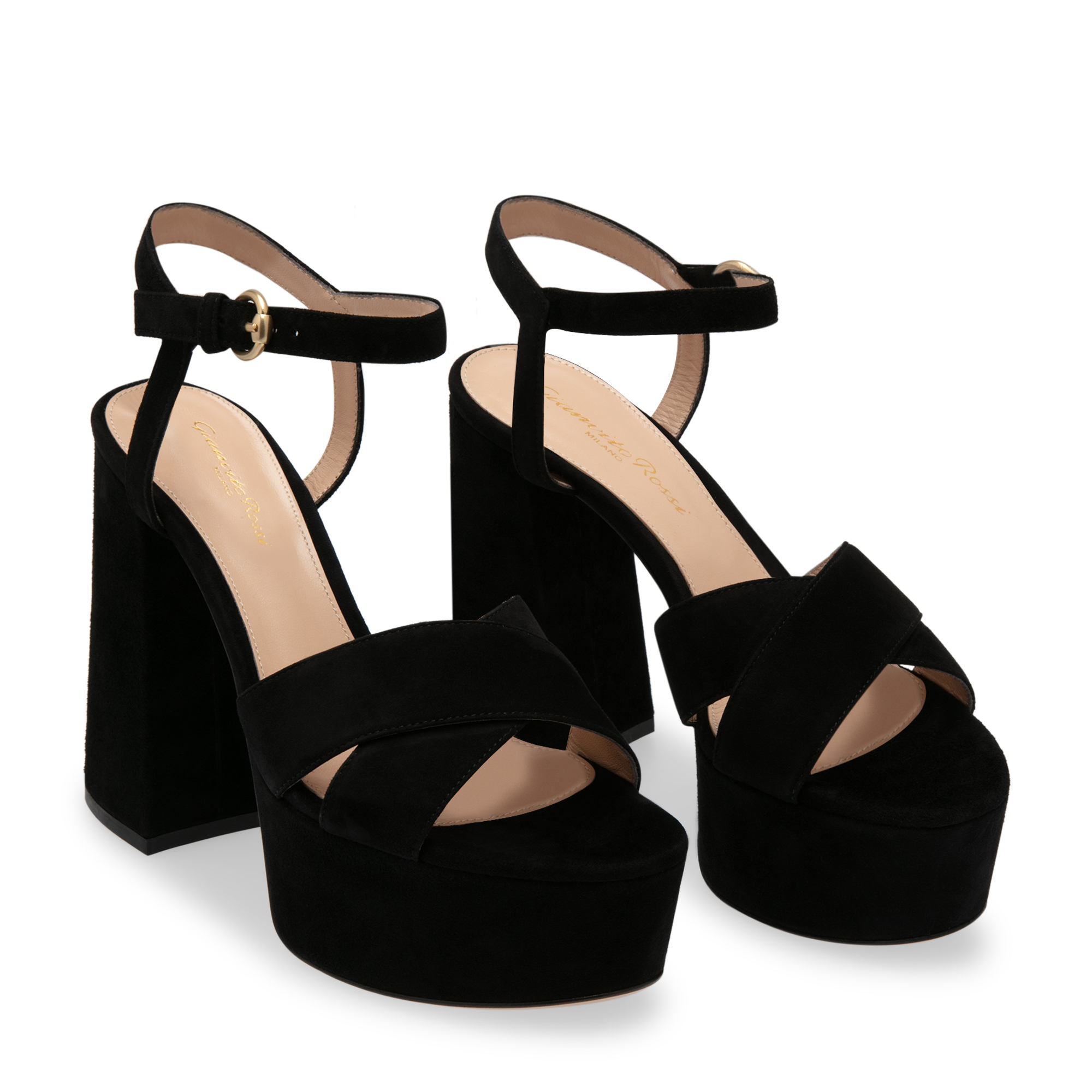 

Suede platform sandals, Black