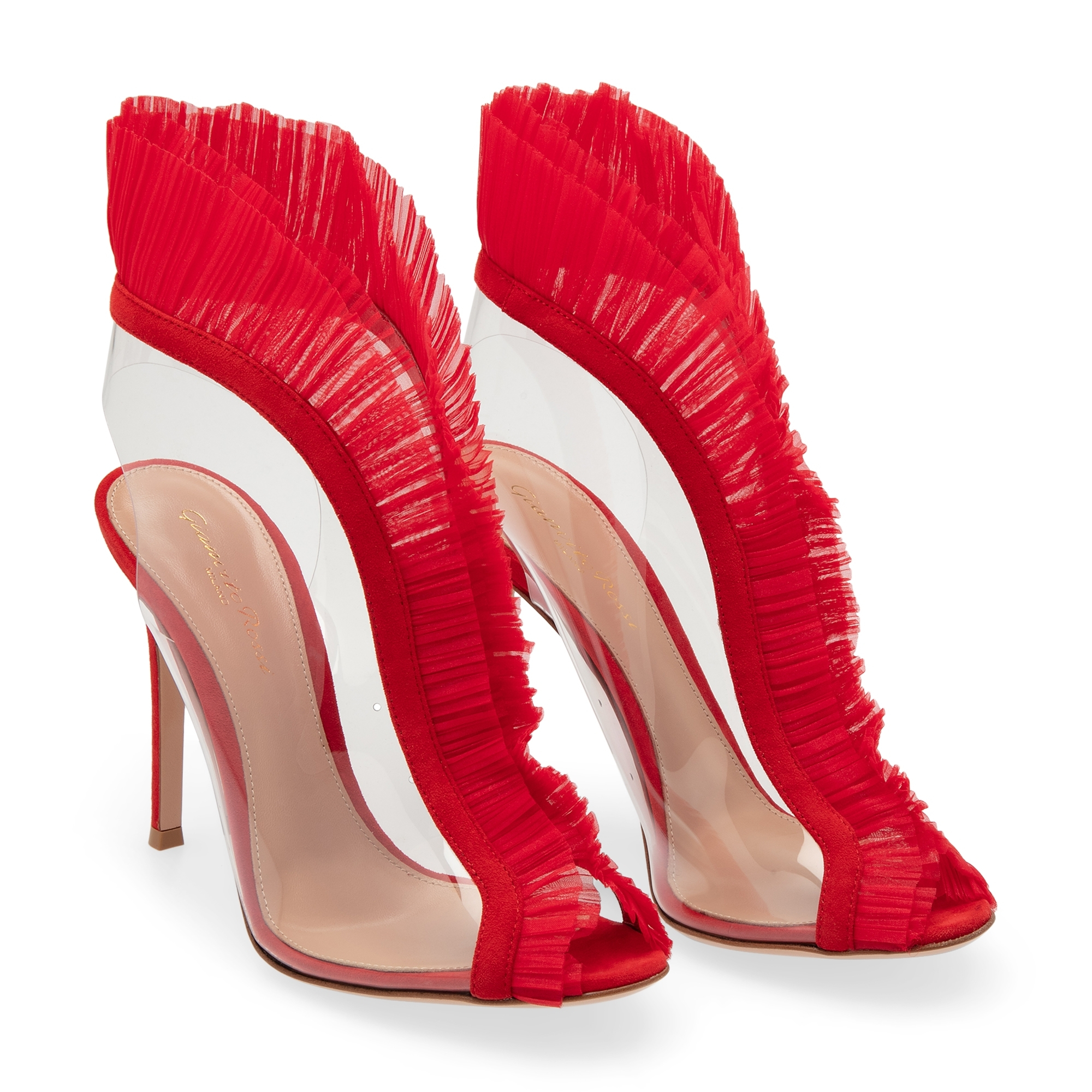 

Plexi peep-toe sandals, Red