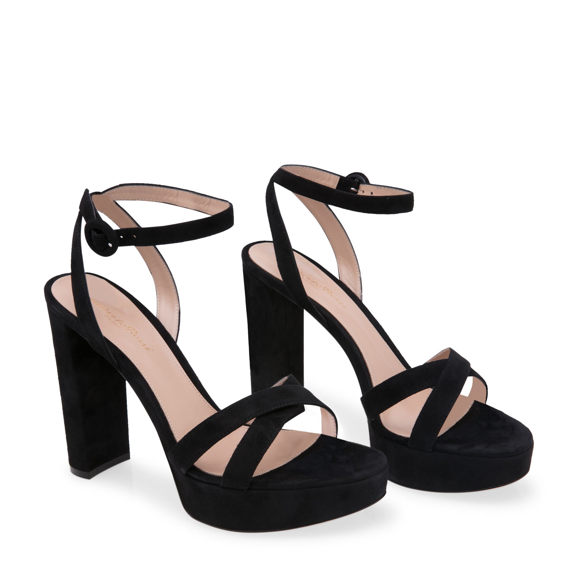 

Suede platform sandals, Black