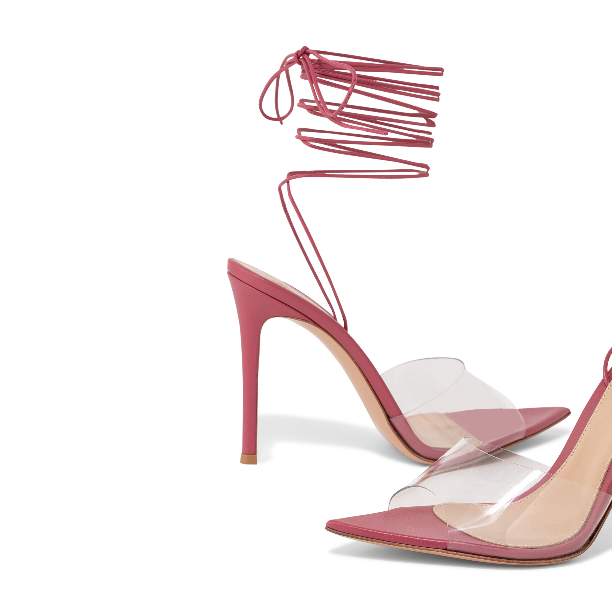

PVC ankle-tie sandals, Pink