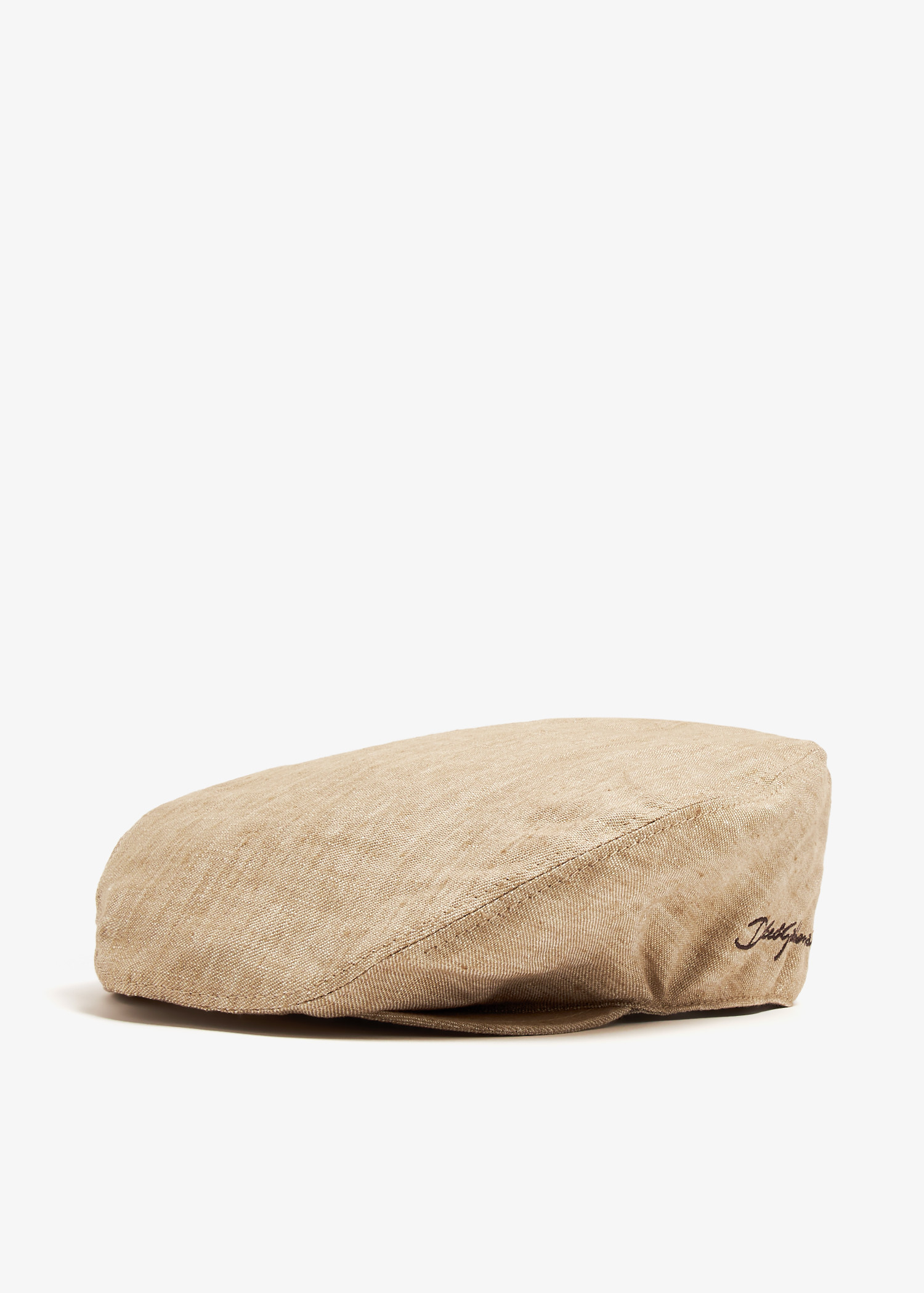 

Logo linen twill flat cap, Beige