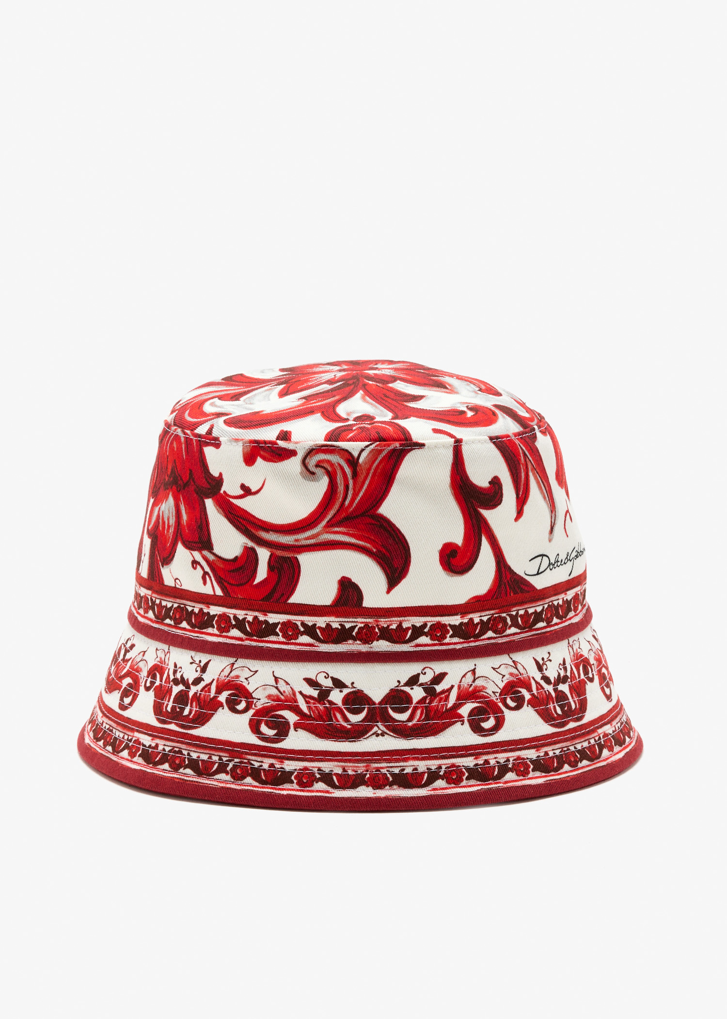 

Majolica-print drill bucket hat, Orange