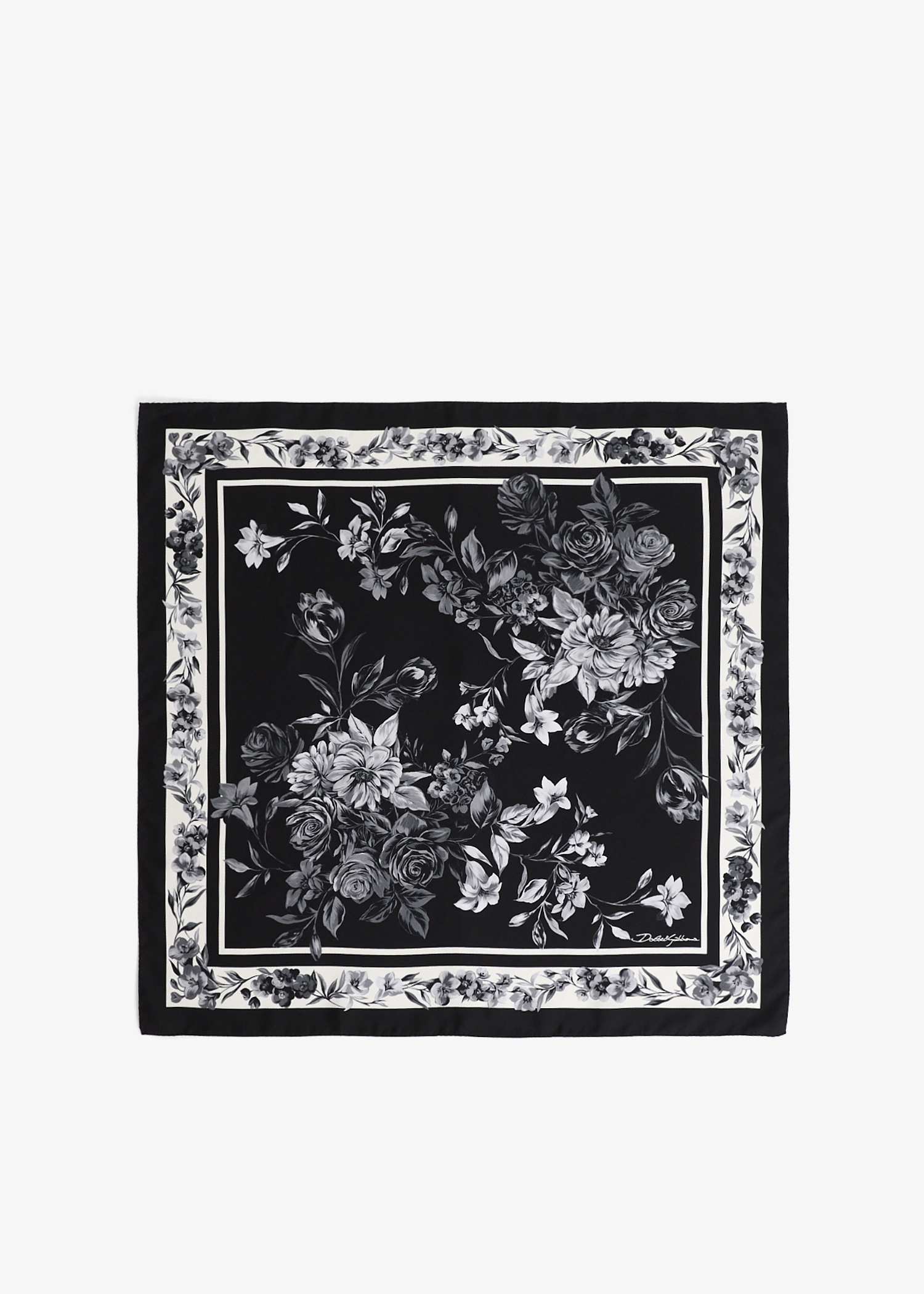 

Flower bouquet-print silk scarf, Printed