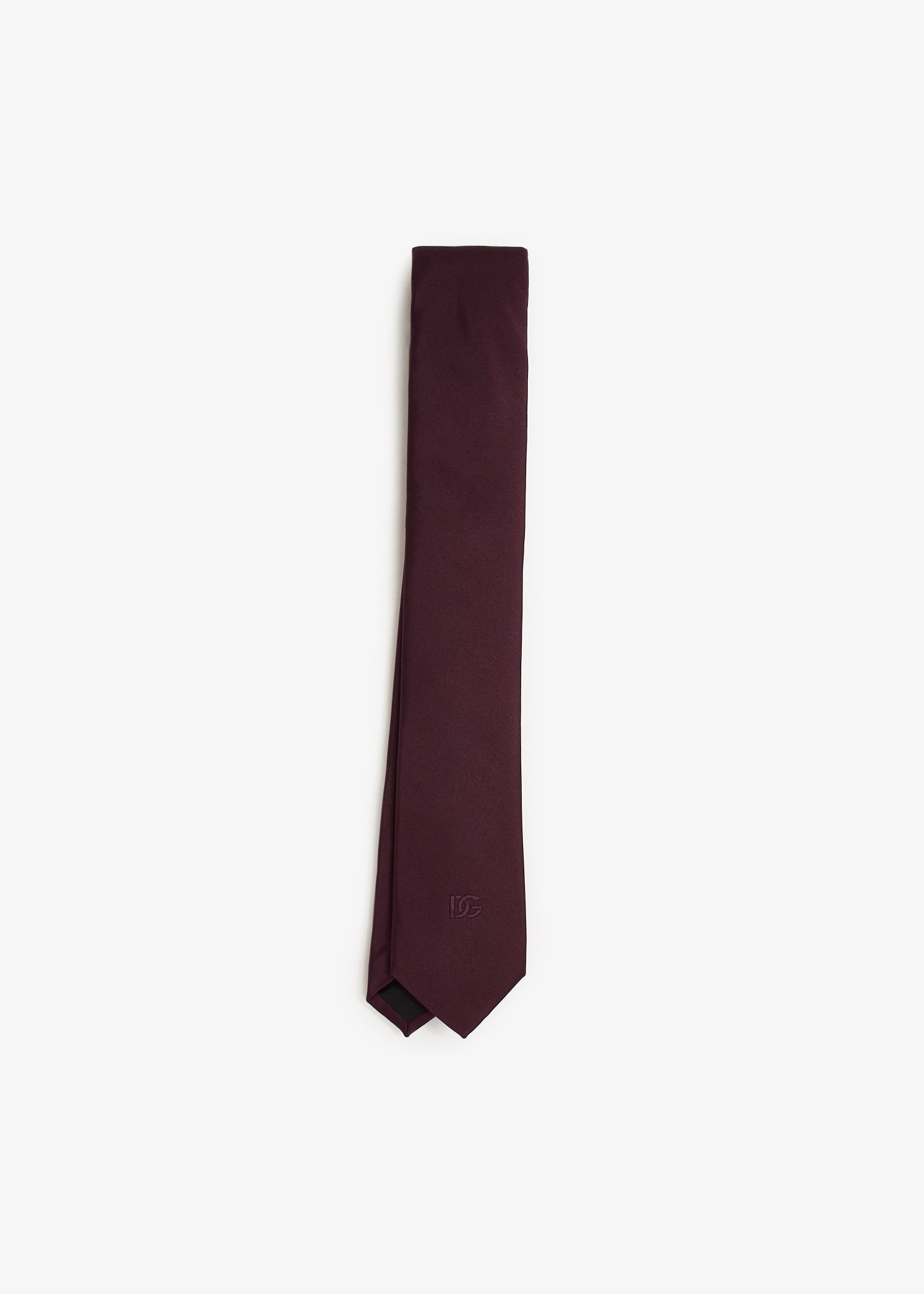 

DG logo embroidery silk tie, Burgundy