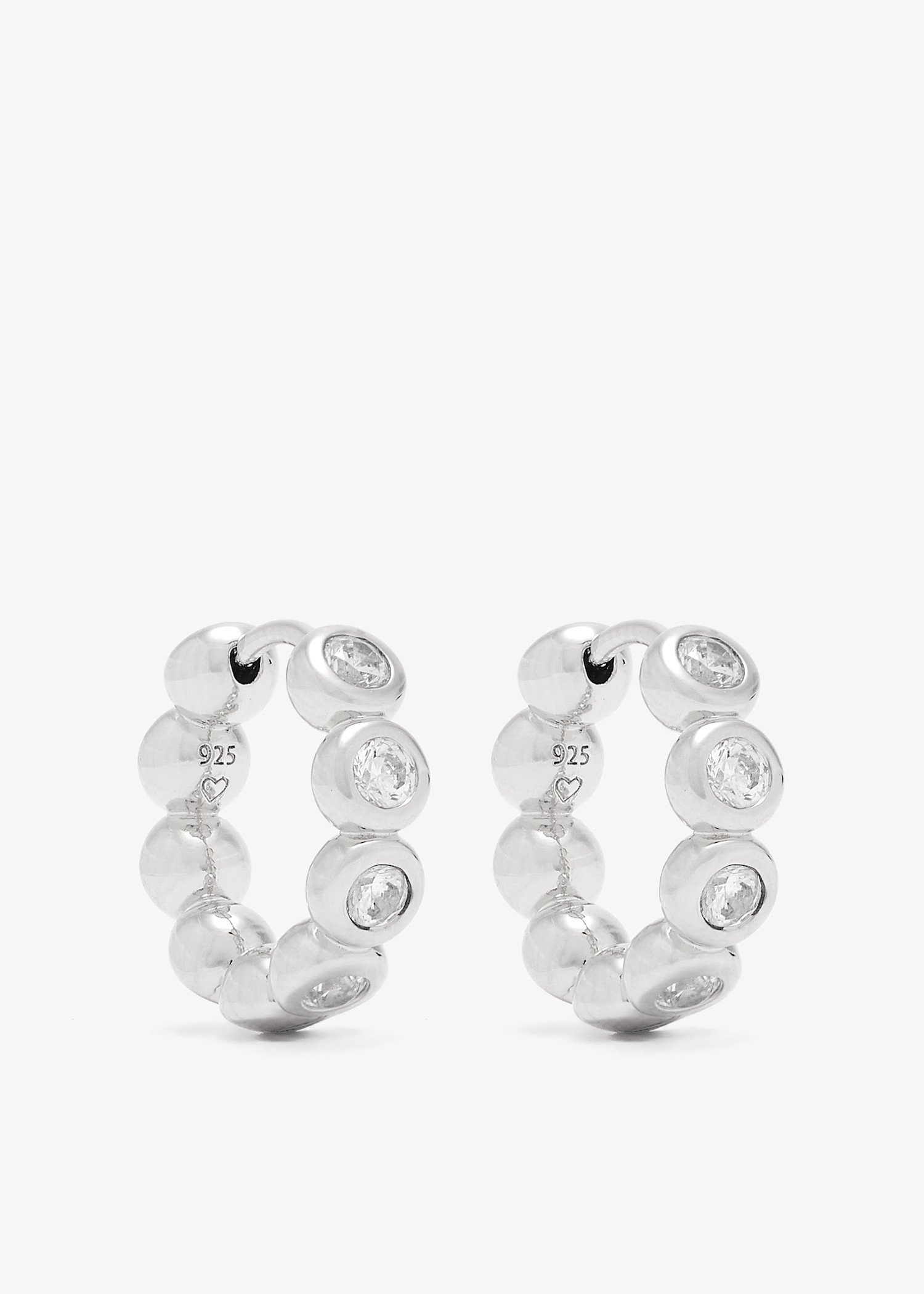 

Tennis small hoop earrings, Silver