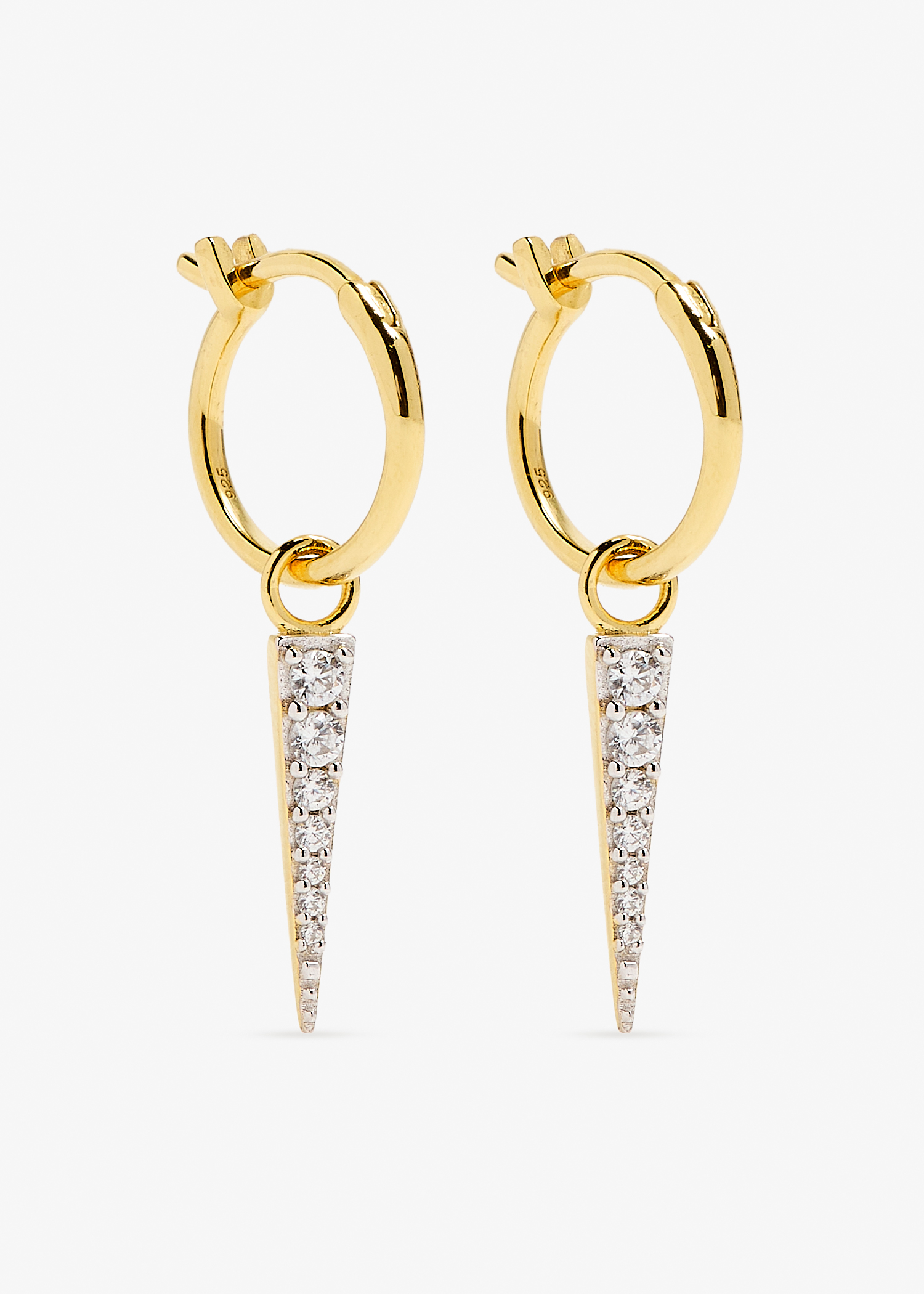 

Mini spike charm hoop earrings, Gold