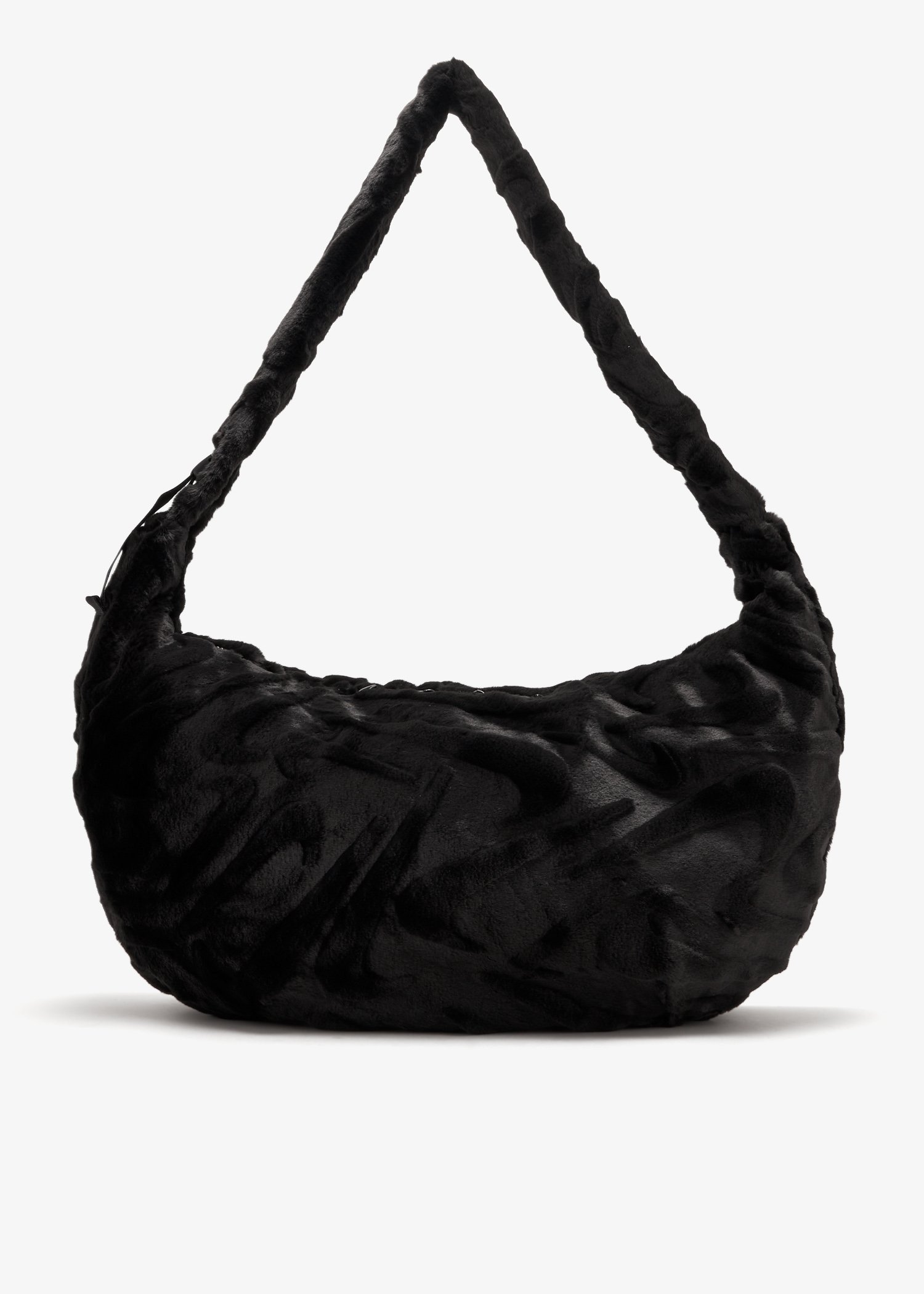 

Faux fur slouchy bag, Black