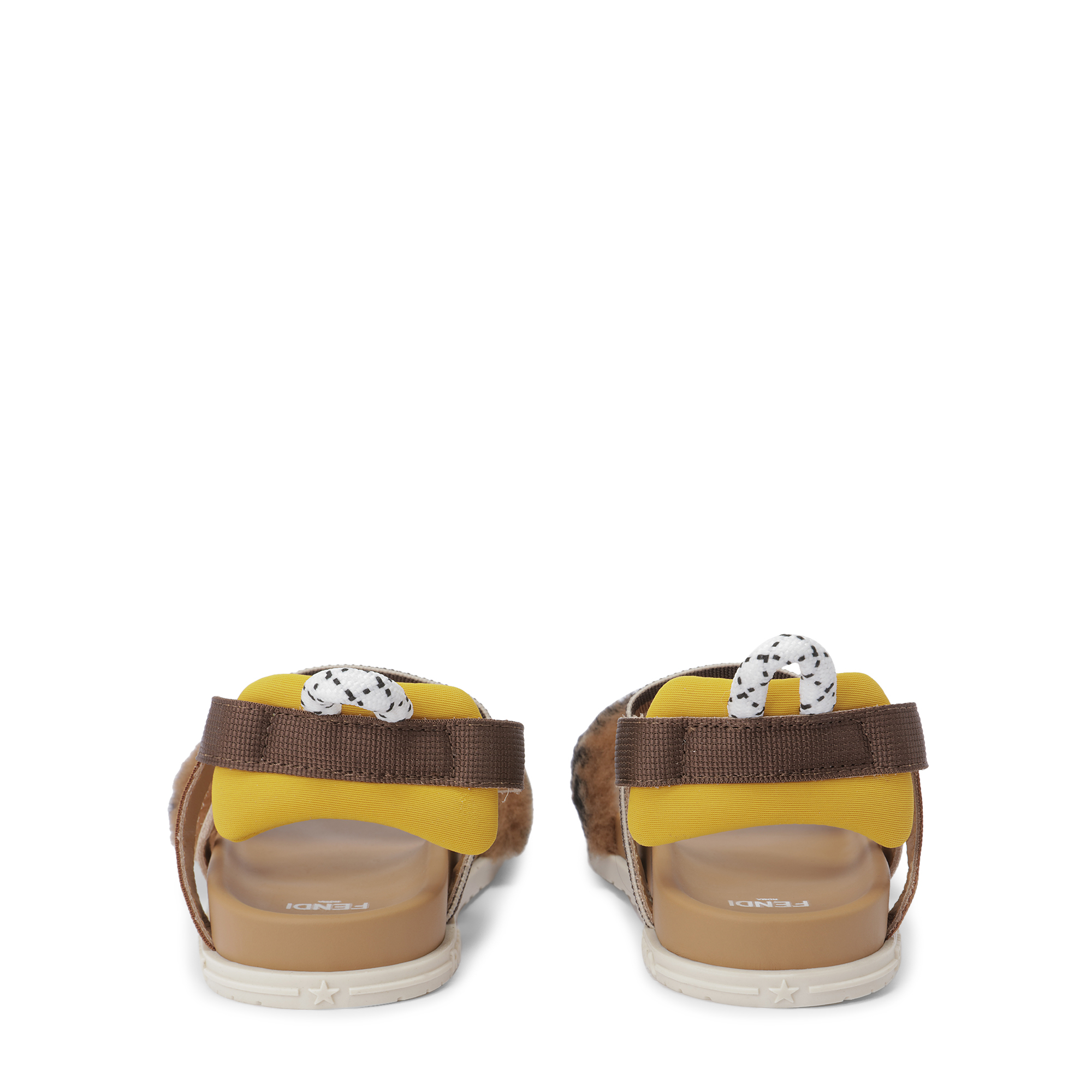 

Sheepskin logo sandals, Brown