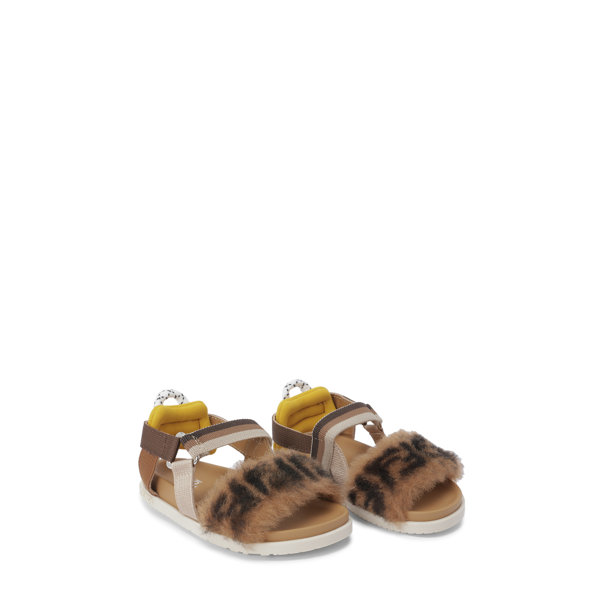 

Sheepskin logo sandals, Brown