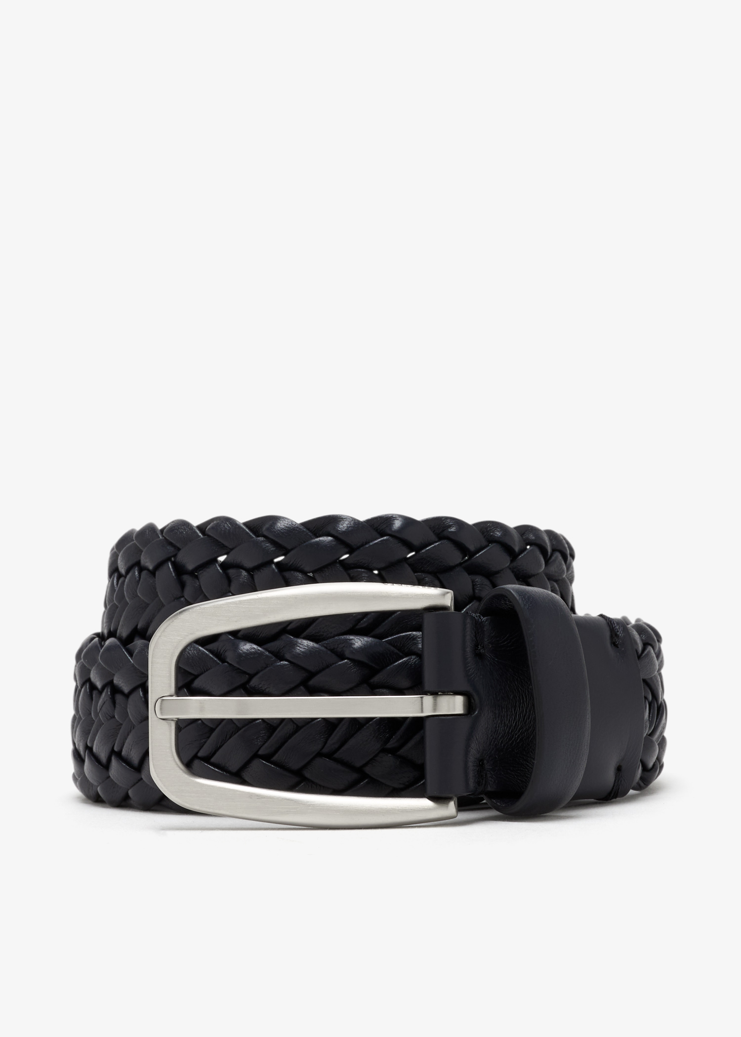 

Braided leather belt, Navy