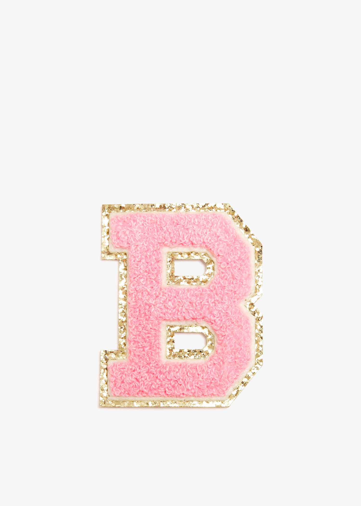 

3" Chenille Sparkle Letter 'B' patch, Pink