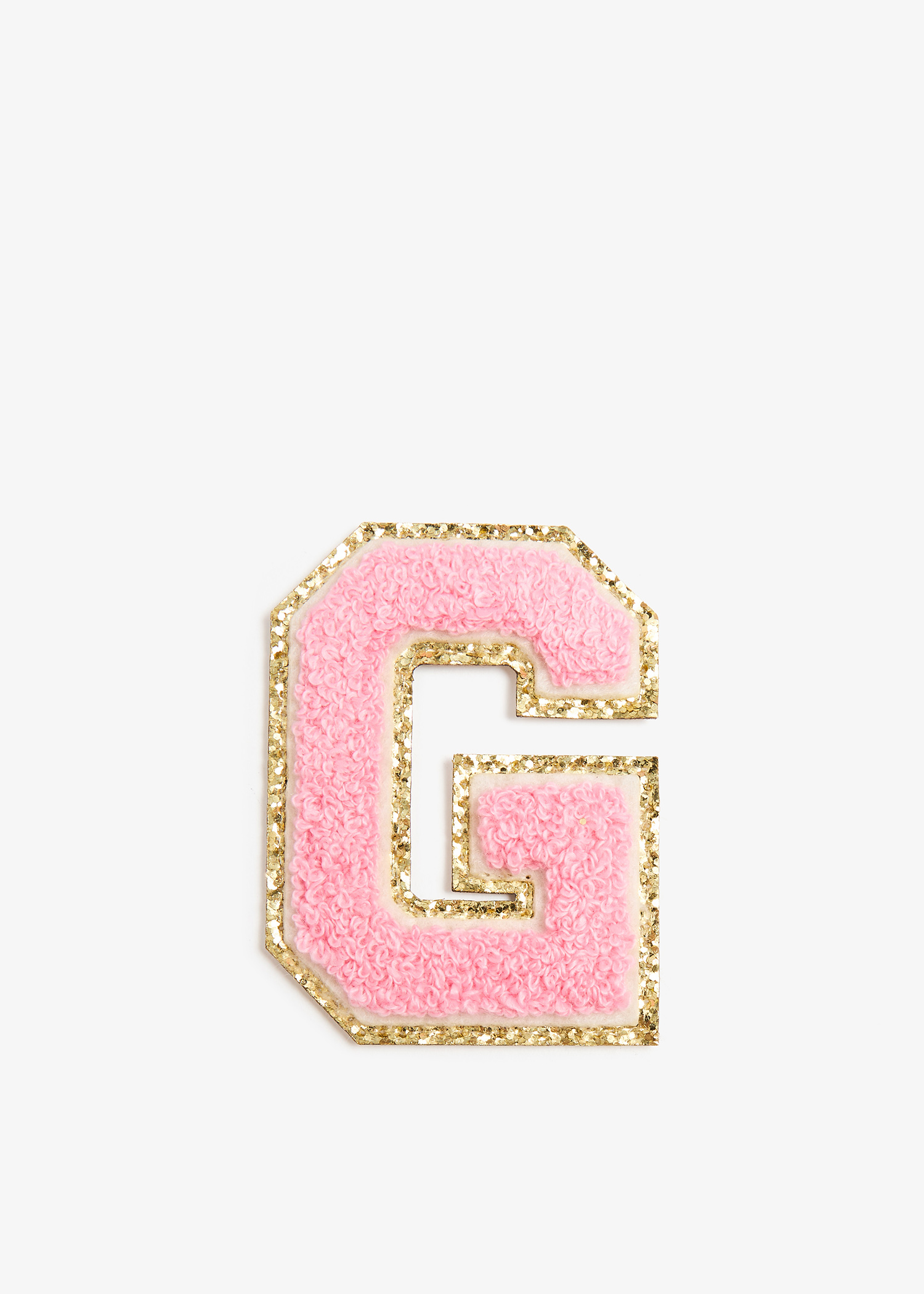 

3" Chenille Sparkle Letter 'G' patch, Pink