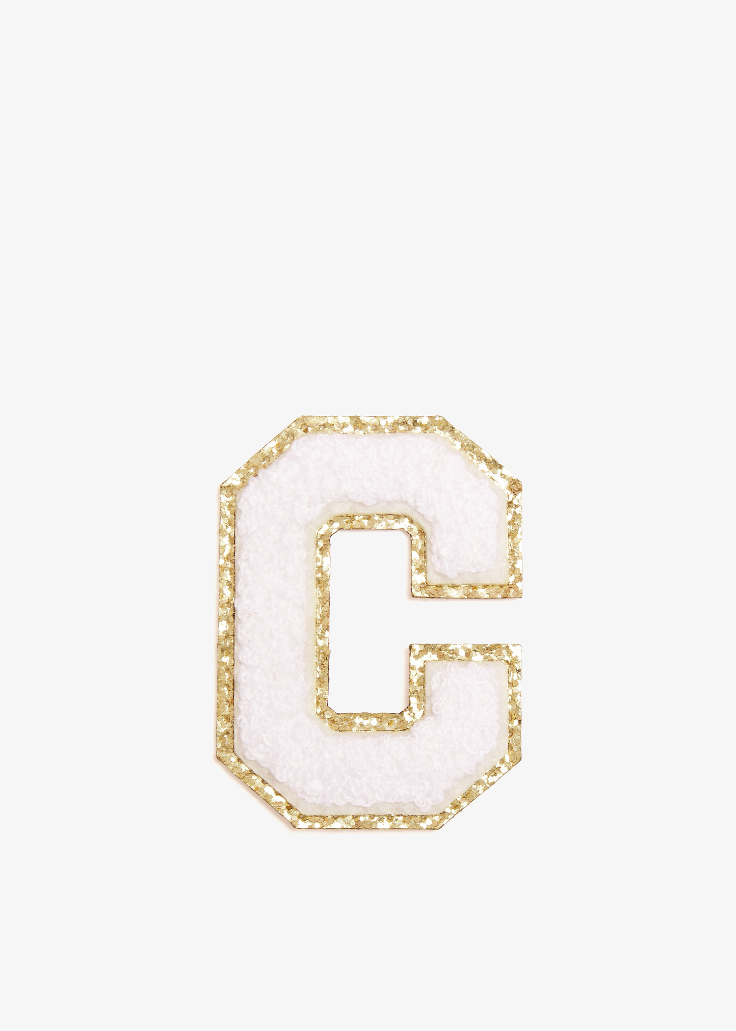 

3" Chenille Sparkle Letter 'C' patch, White