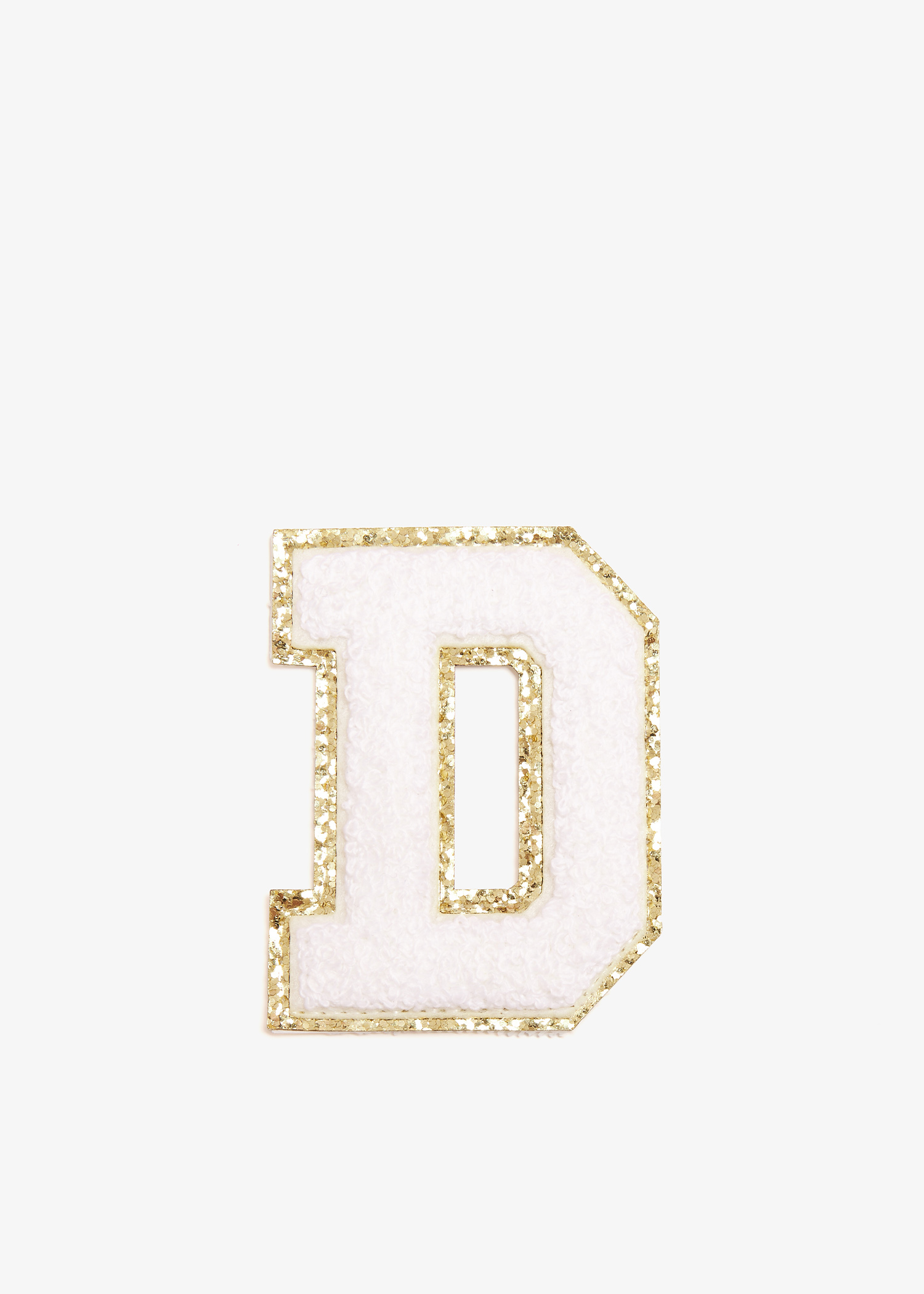 

3" Chenille Sparkle Letter 'D' patch, White