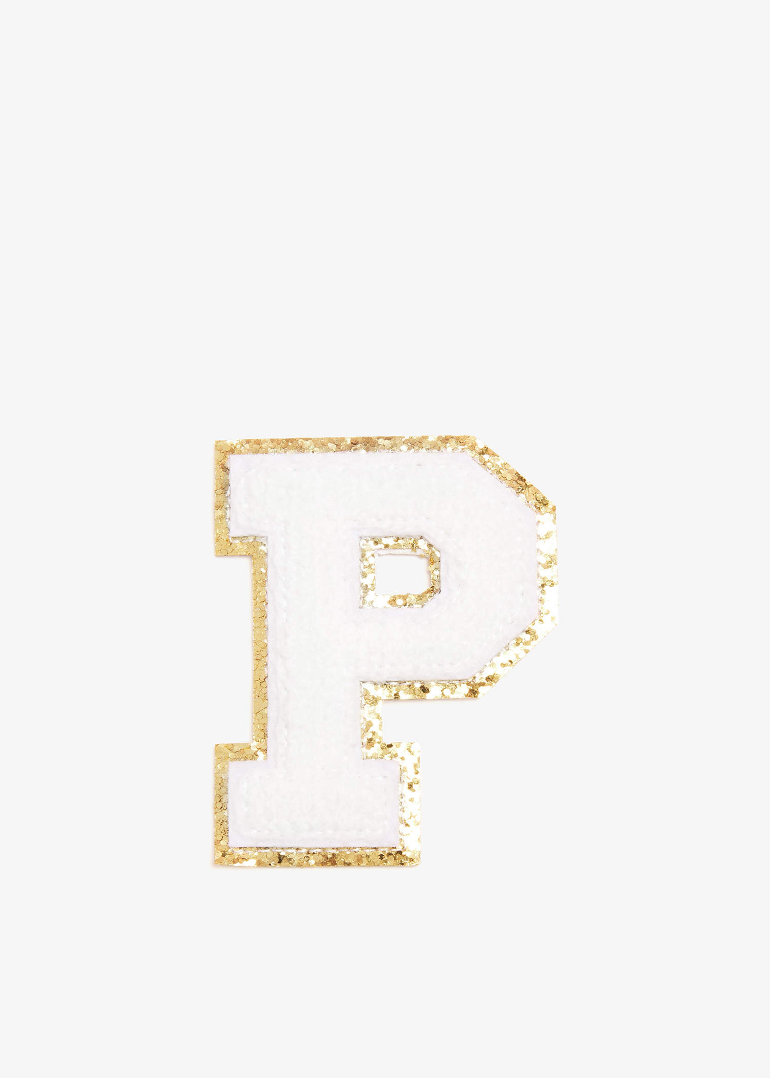 

3" Chenille Sparkle Letter 'P' patch, White