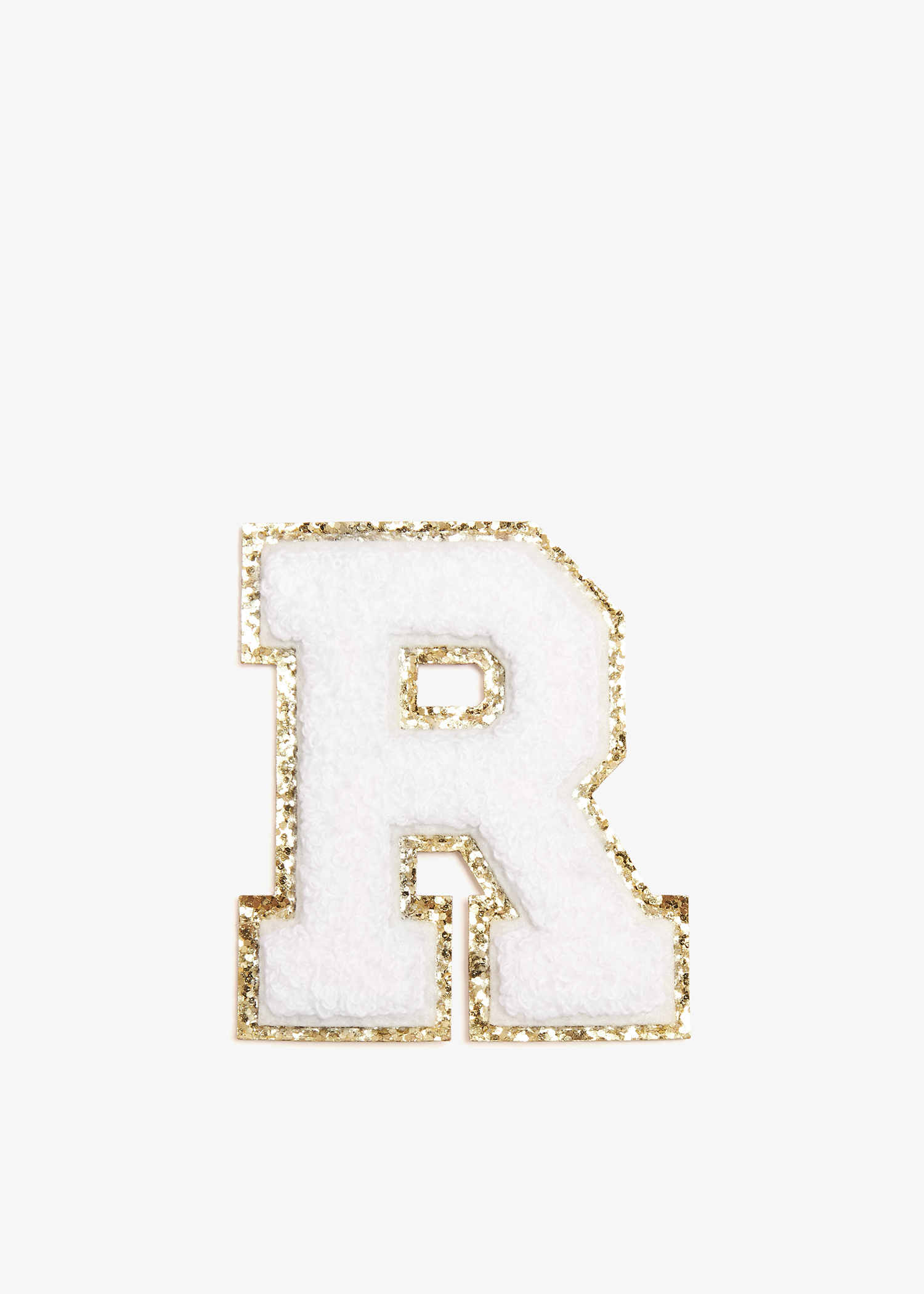 

3" Chenille Sparkle Letter 'R' patch, White