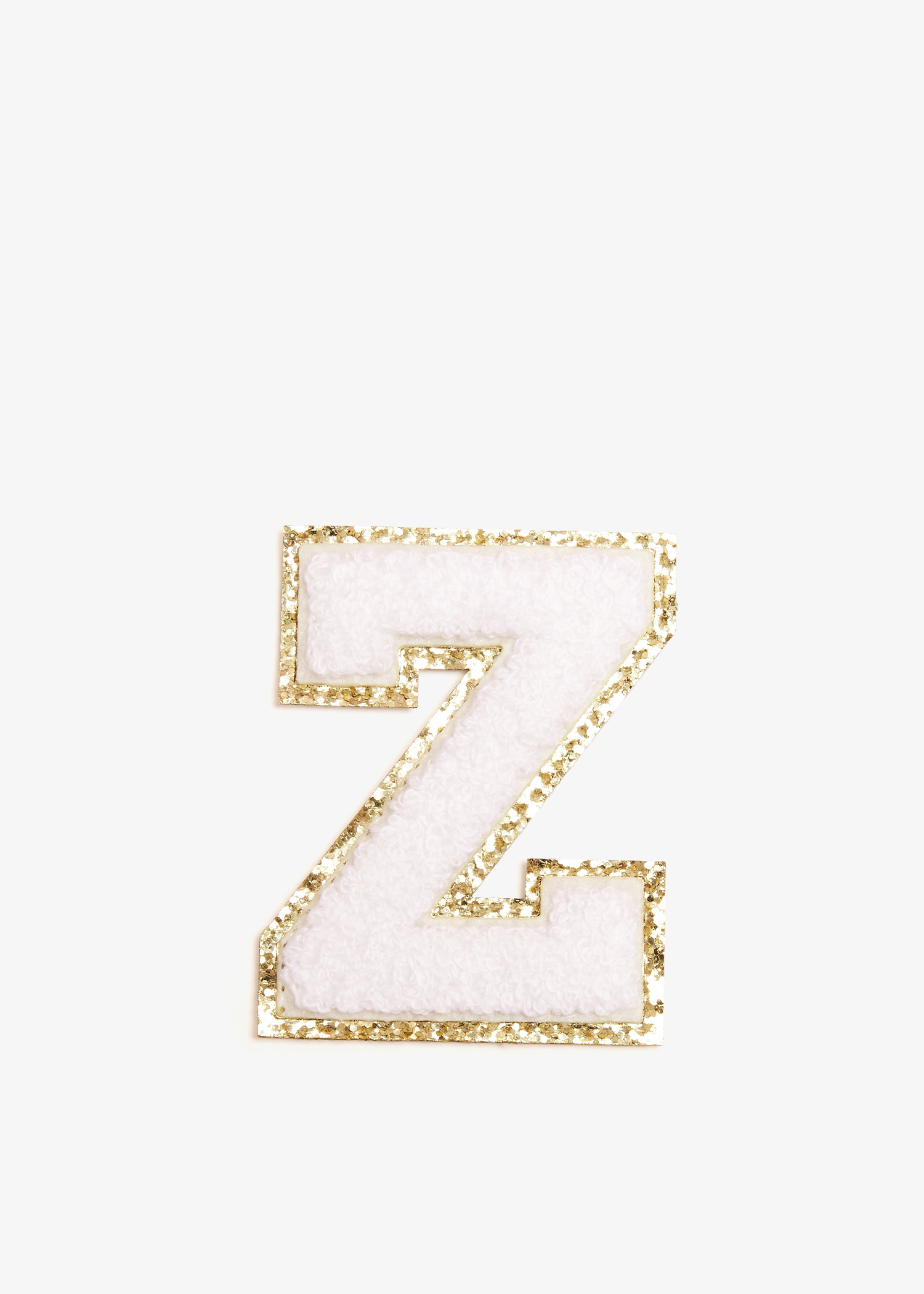 

3" Chenille Sparkle Letter 'Z' patch, White