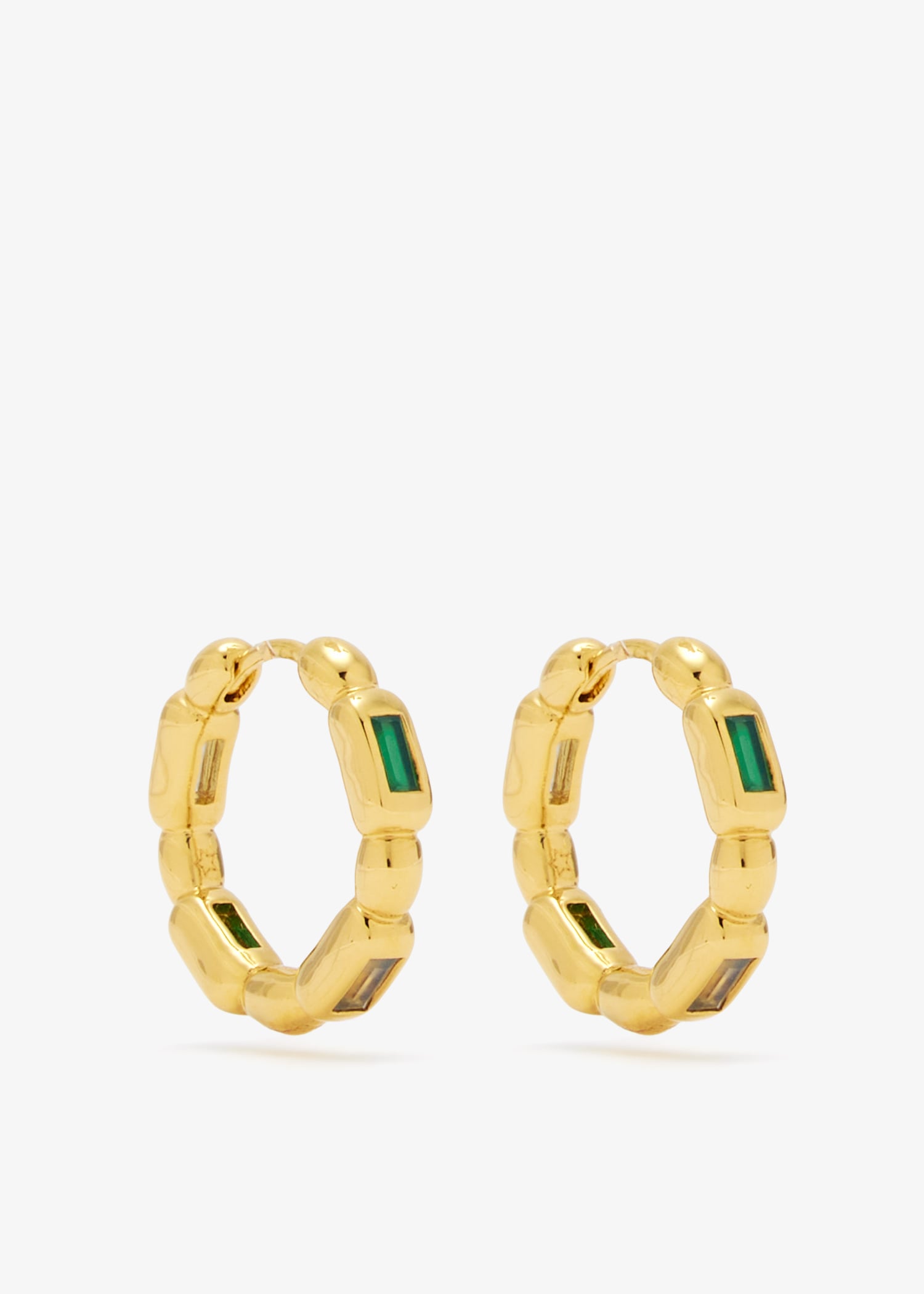 

Molten Gemstone small hoop earrings, Gold