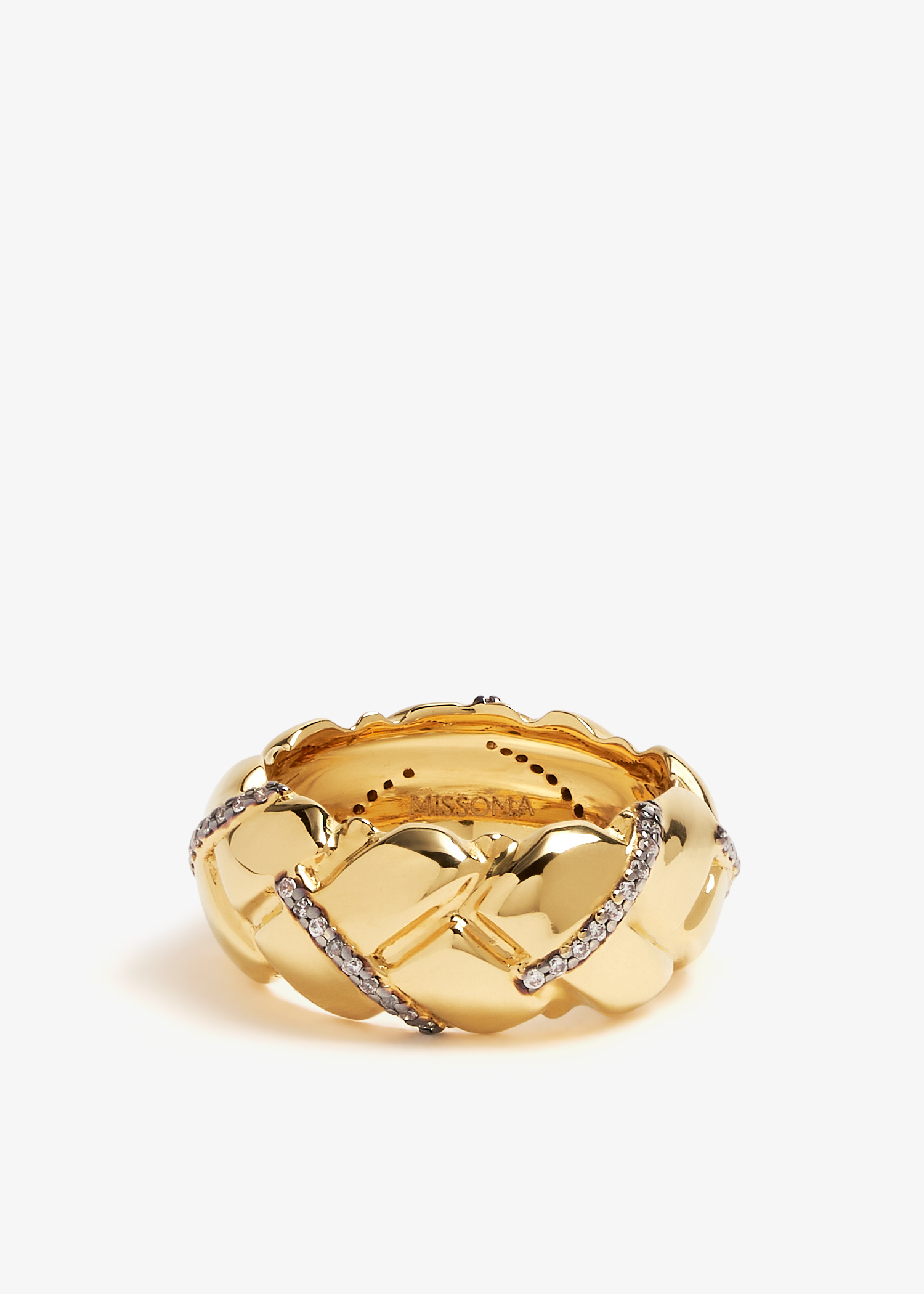 

x Lucy Williams Chunky Pave Waffle ring, Gold