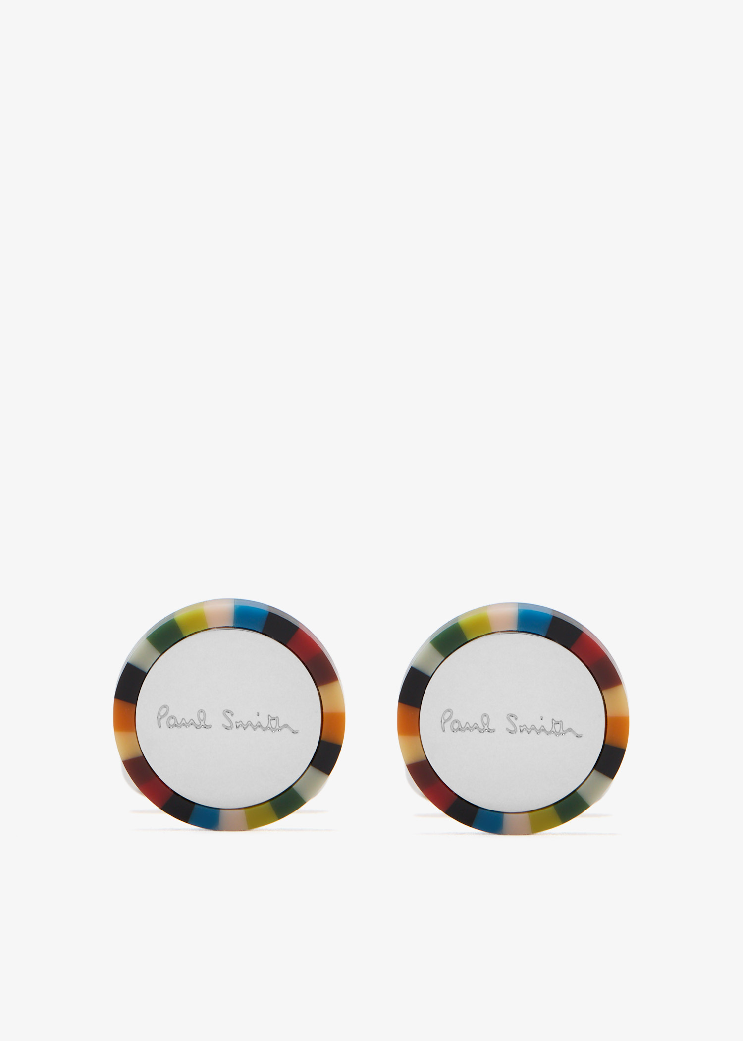 

Circle Signature Stripe cufflinks, Silver