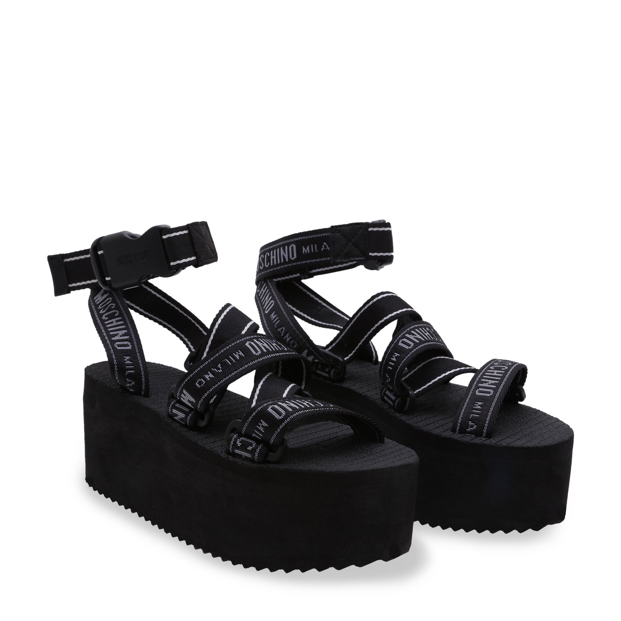 

Logo platform sandals, Black