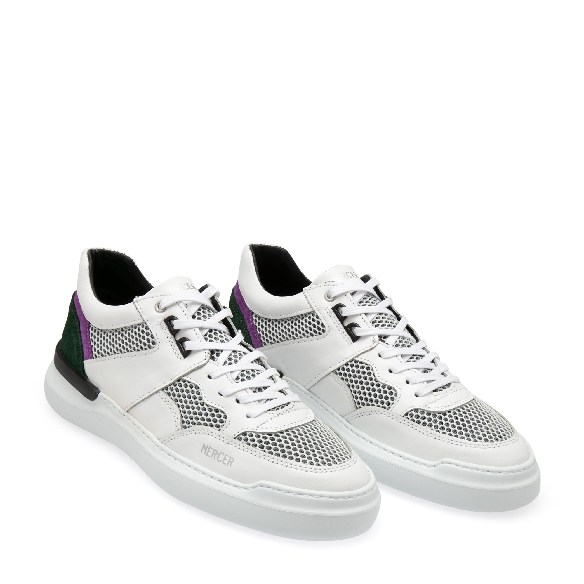 

Suede and mesh sneakers, White