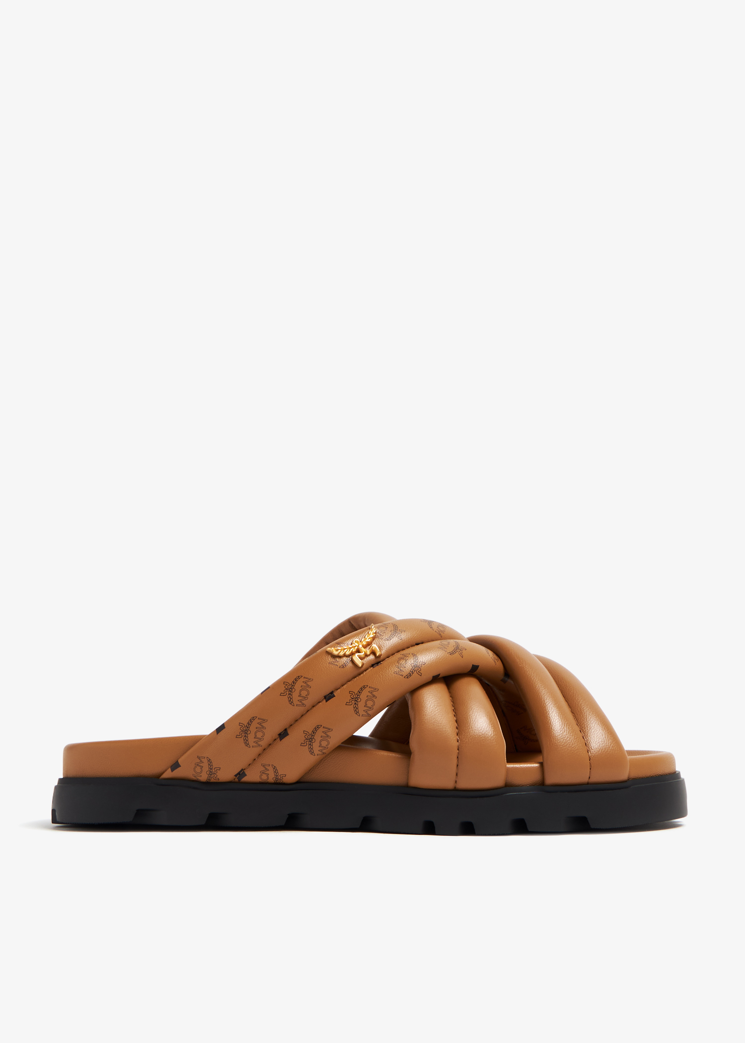 

Monogram cross sandals, Brown