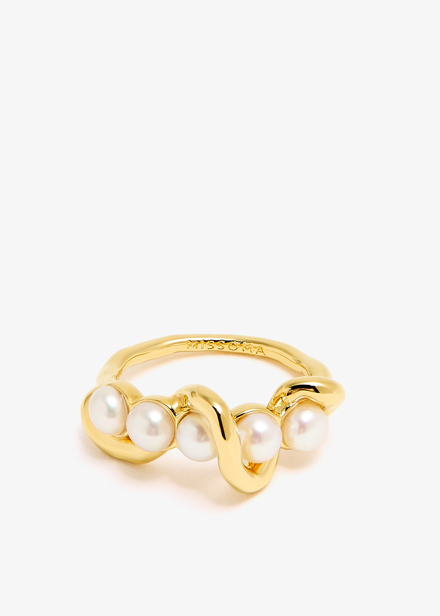 

Molten pearl twisted ring, Gold