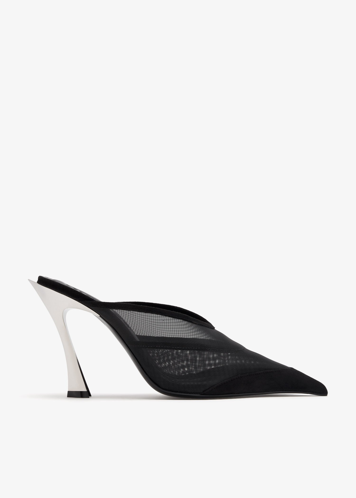 

Mesh & suede mule heels, Black