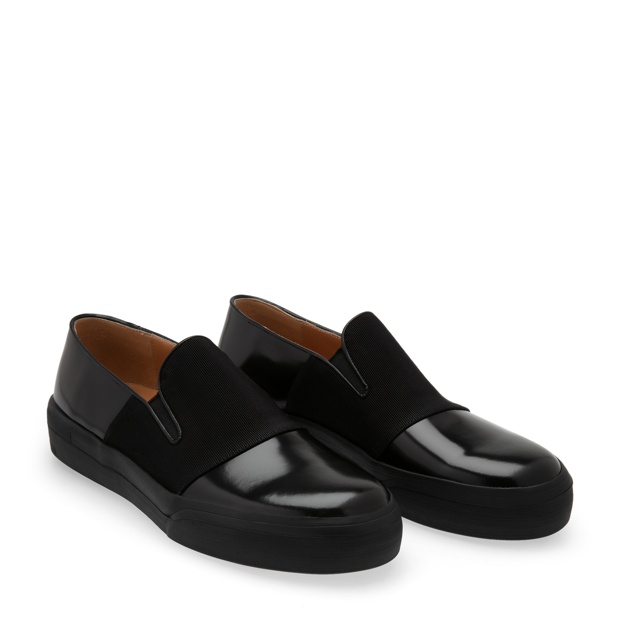 

Leather slip-on sneakers, Black