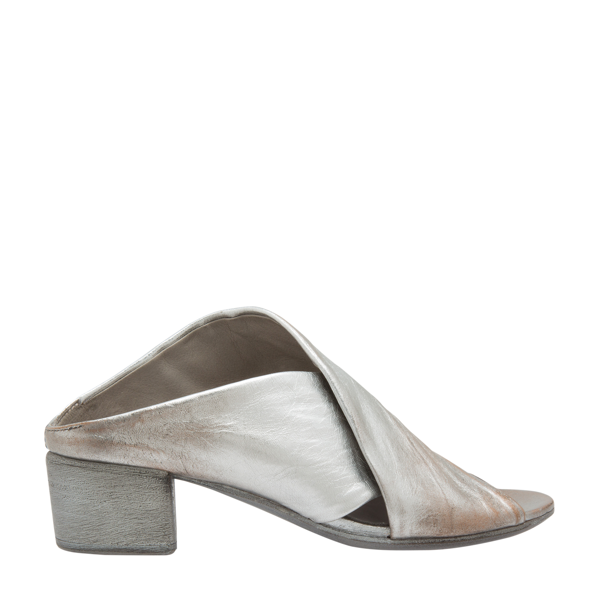 

Asymmetric-detail leather mules, Silver