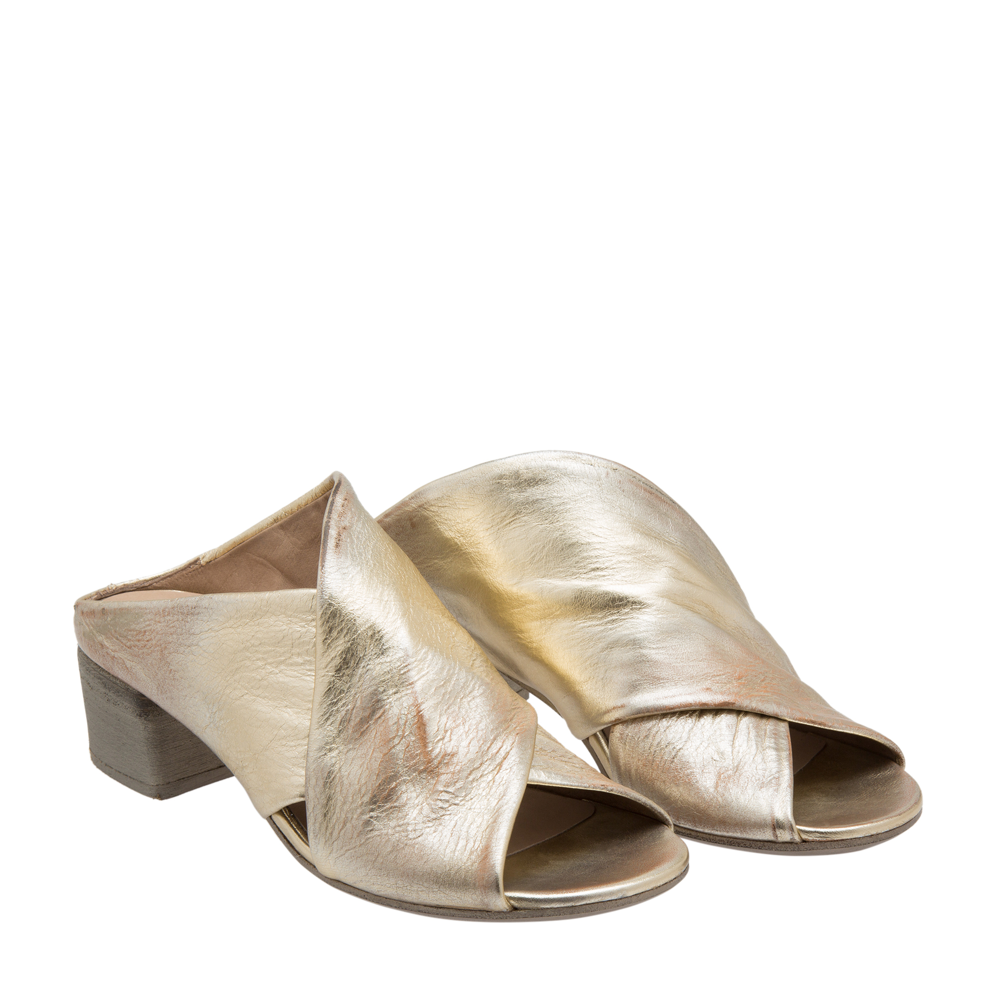 

Asymmetric-detail leather mules, Gold