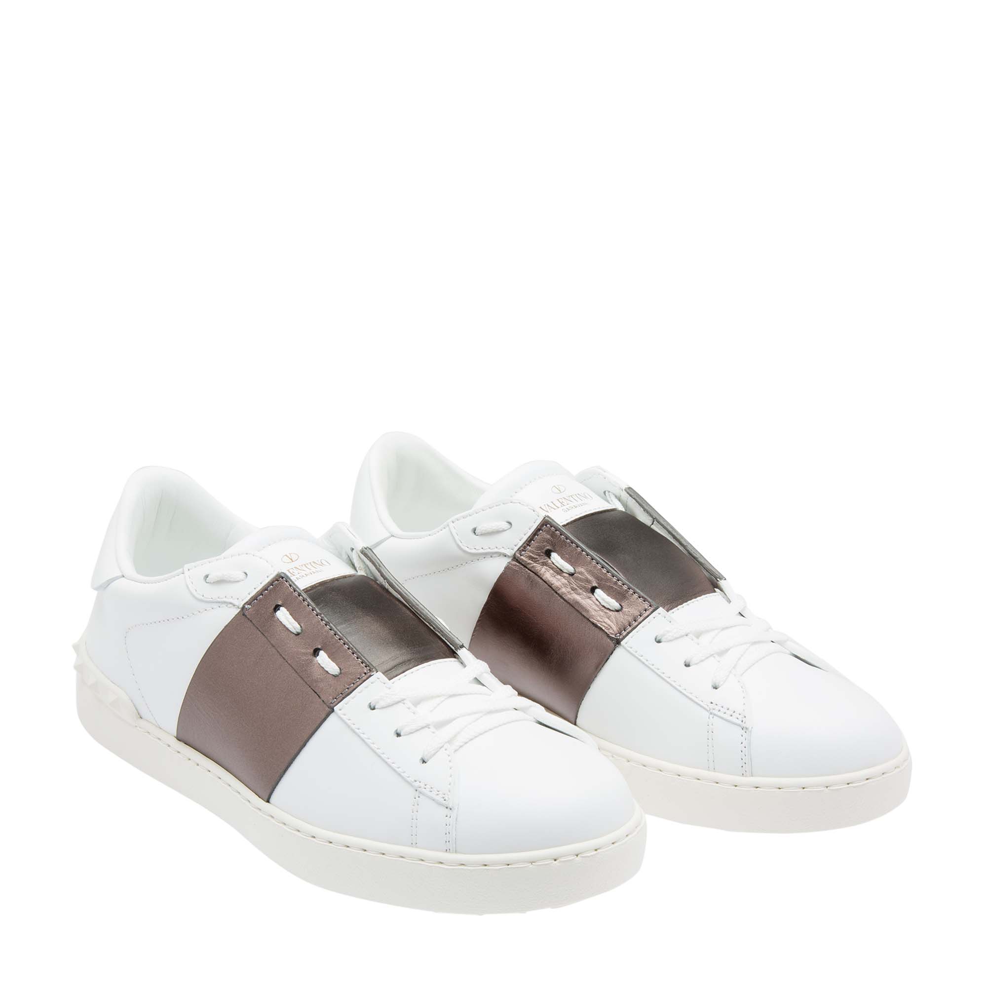 

Elastic Band leather sneakers, White