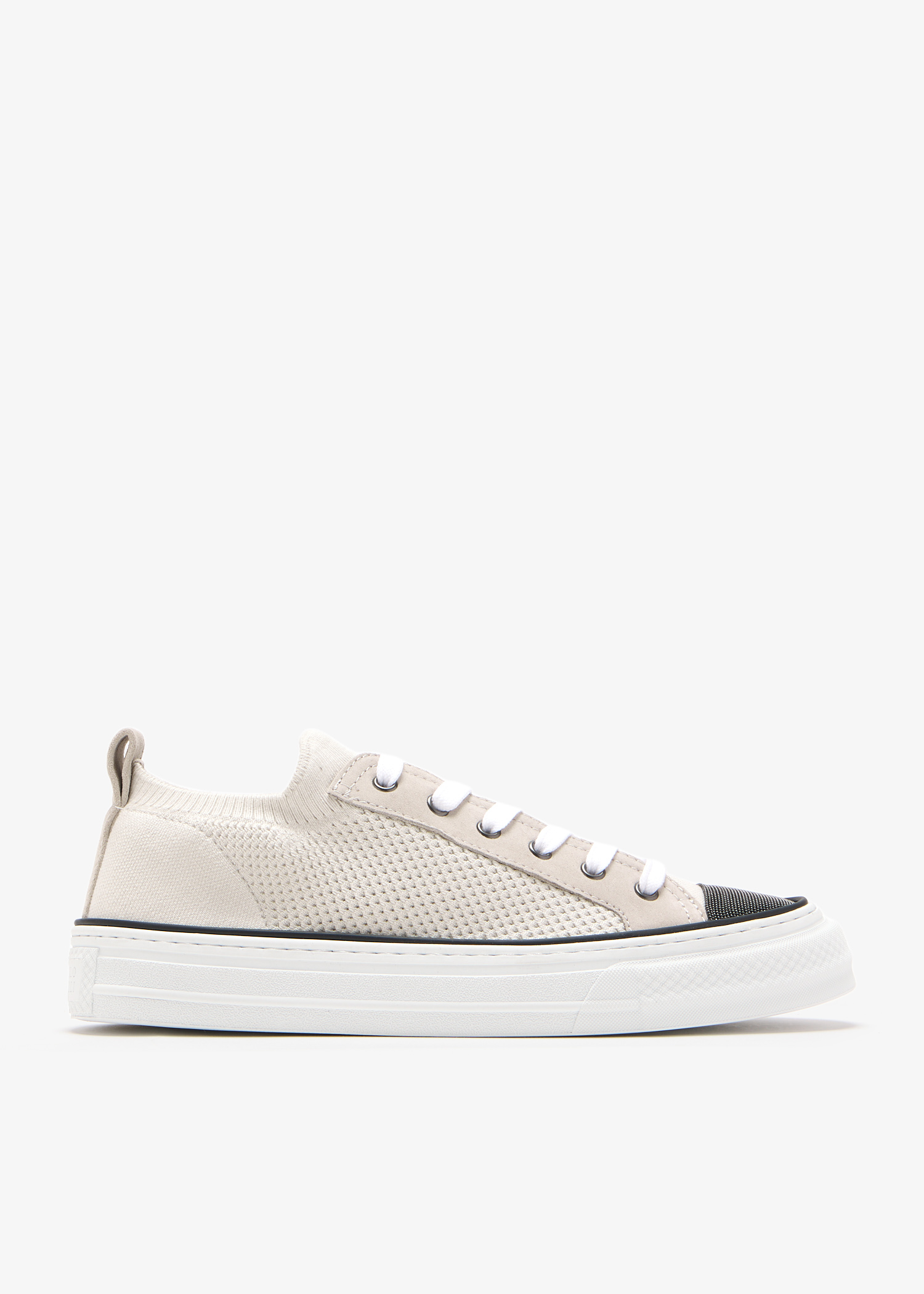 

Monili chain knitted sneakers, White