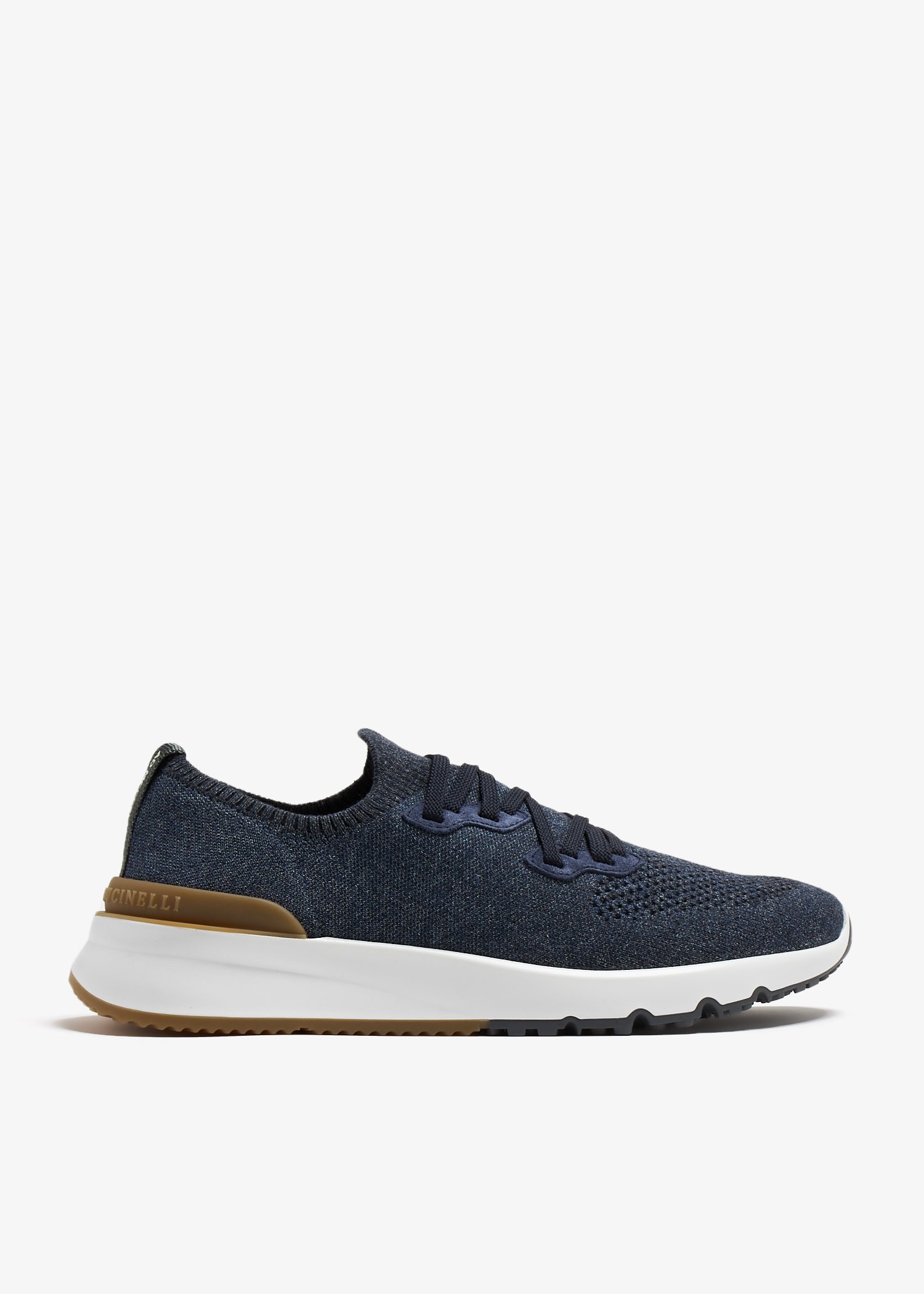 

Cotton chiné knit sneakers, Blue