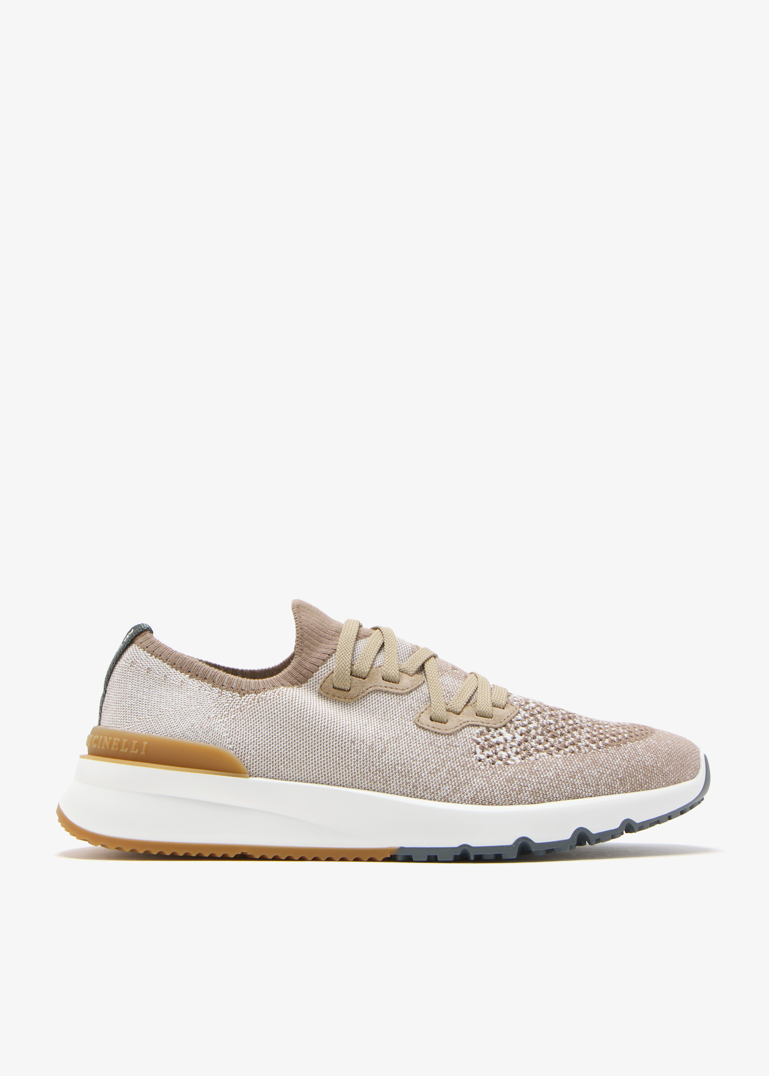 

Cotton chiné knit sneakers, Beige