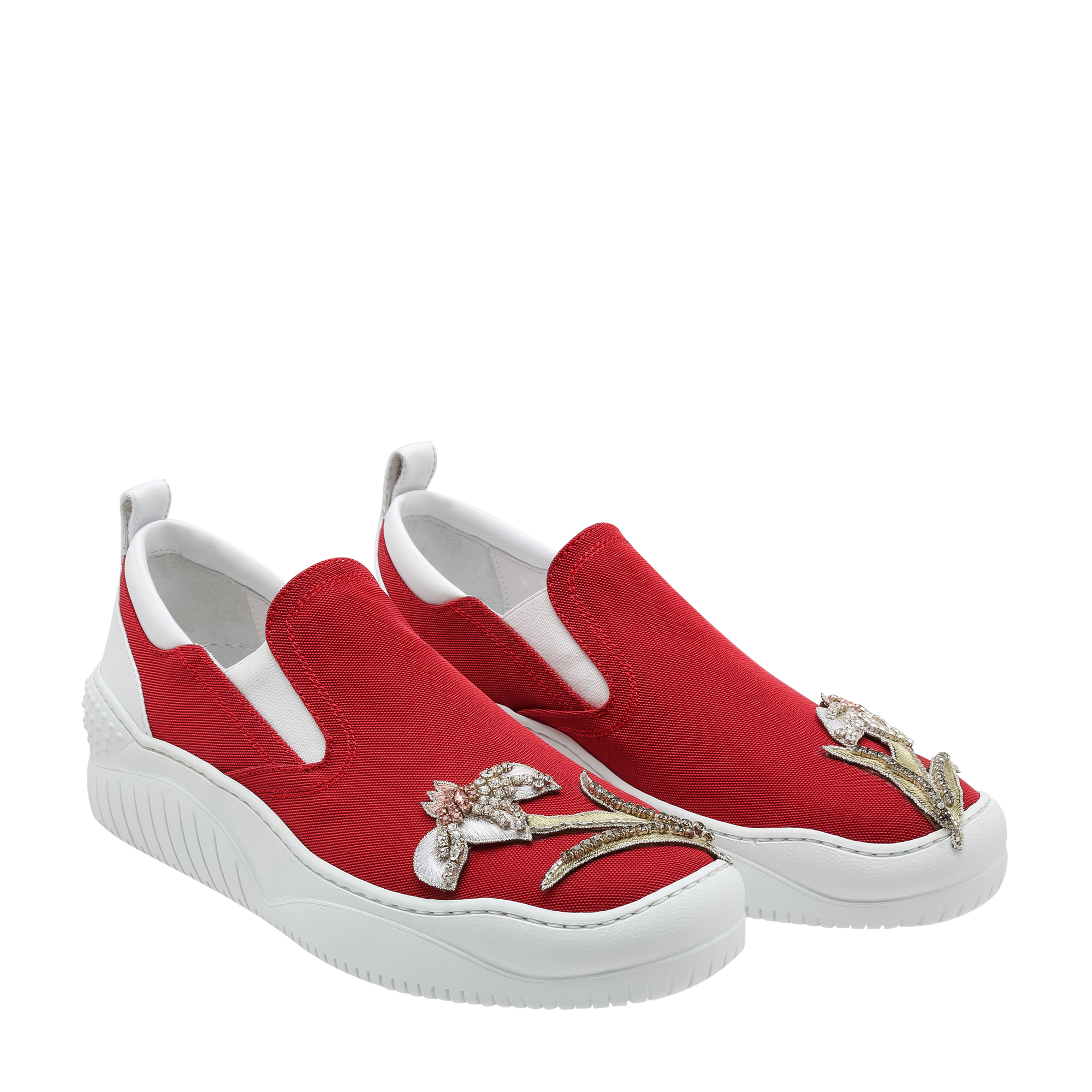 

Crystal-embellished sneakers, Red