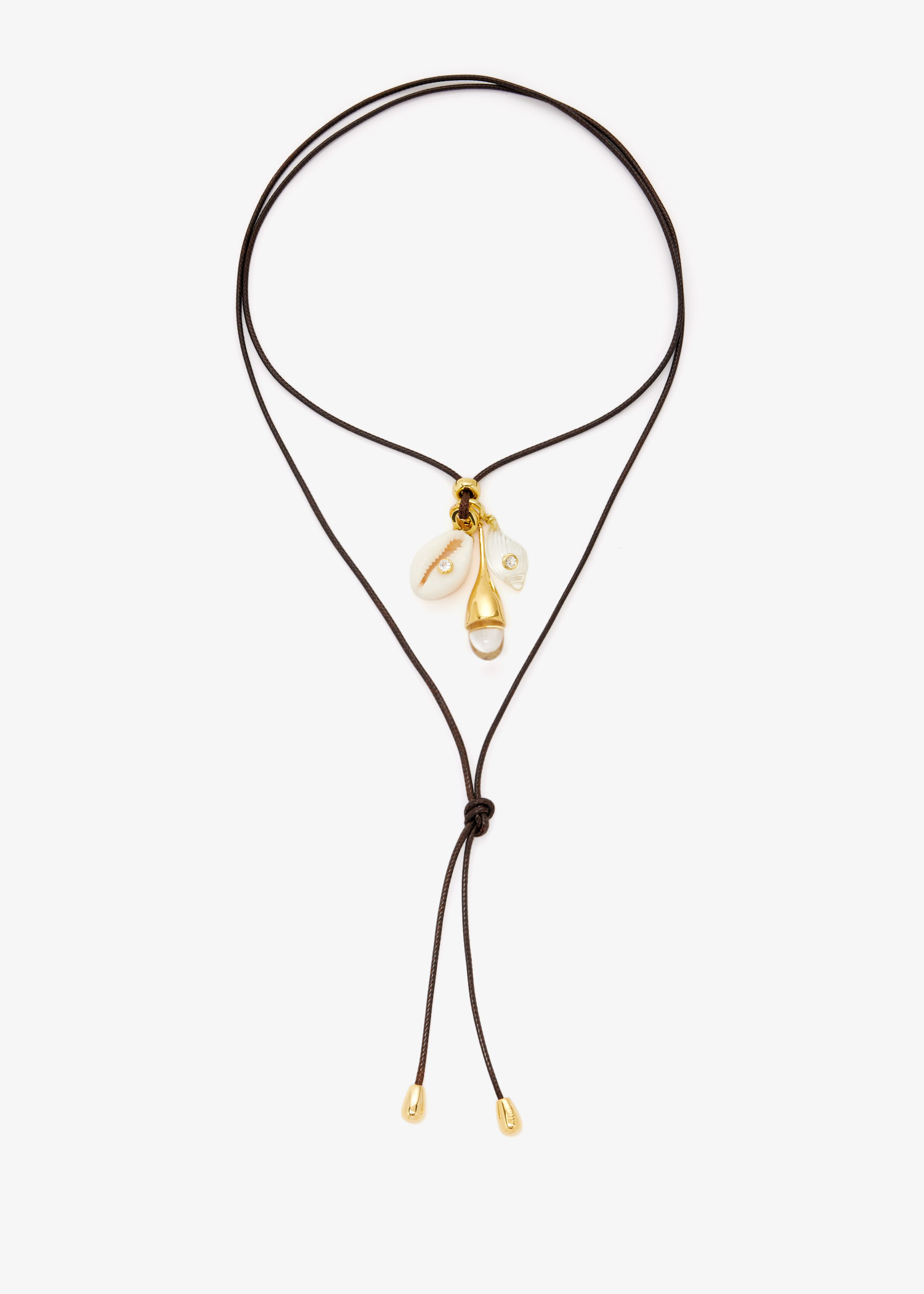 

Marea charm wrap necklace, Brown