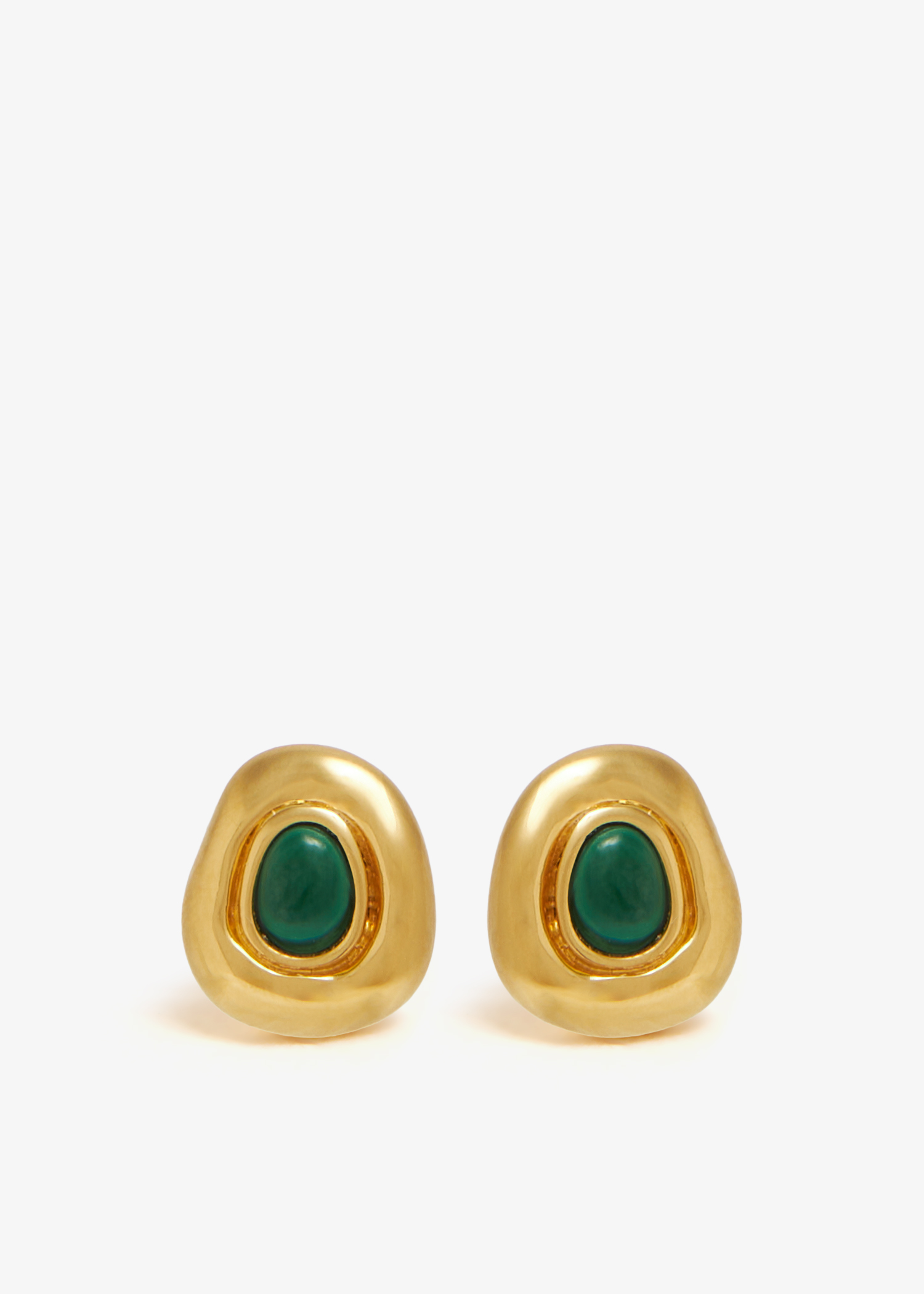 

Molten gemstone sculptural stud earrings, Gold