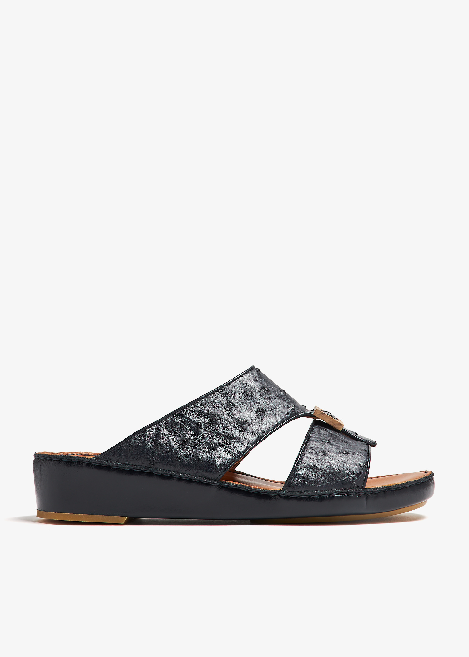 

Quadratura Olive ostrich sandals, Navy