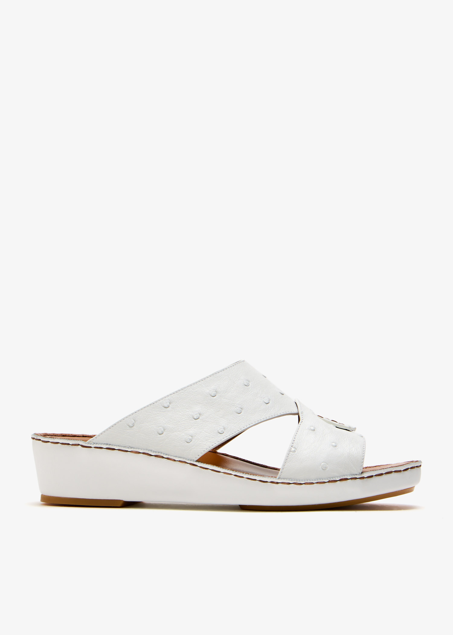 

Piega Cucire ostrich leather sandals, White
